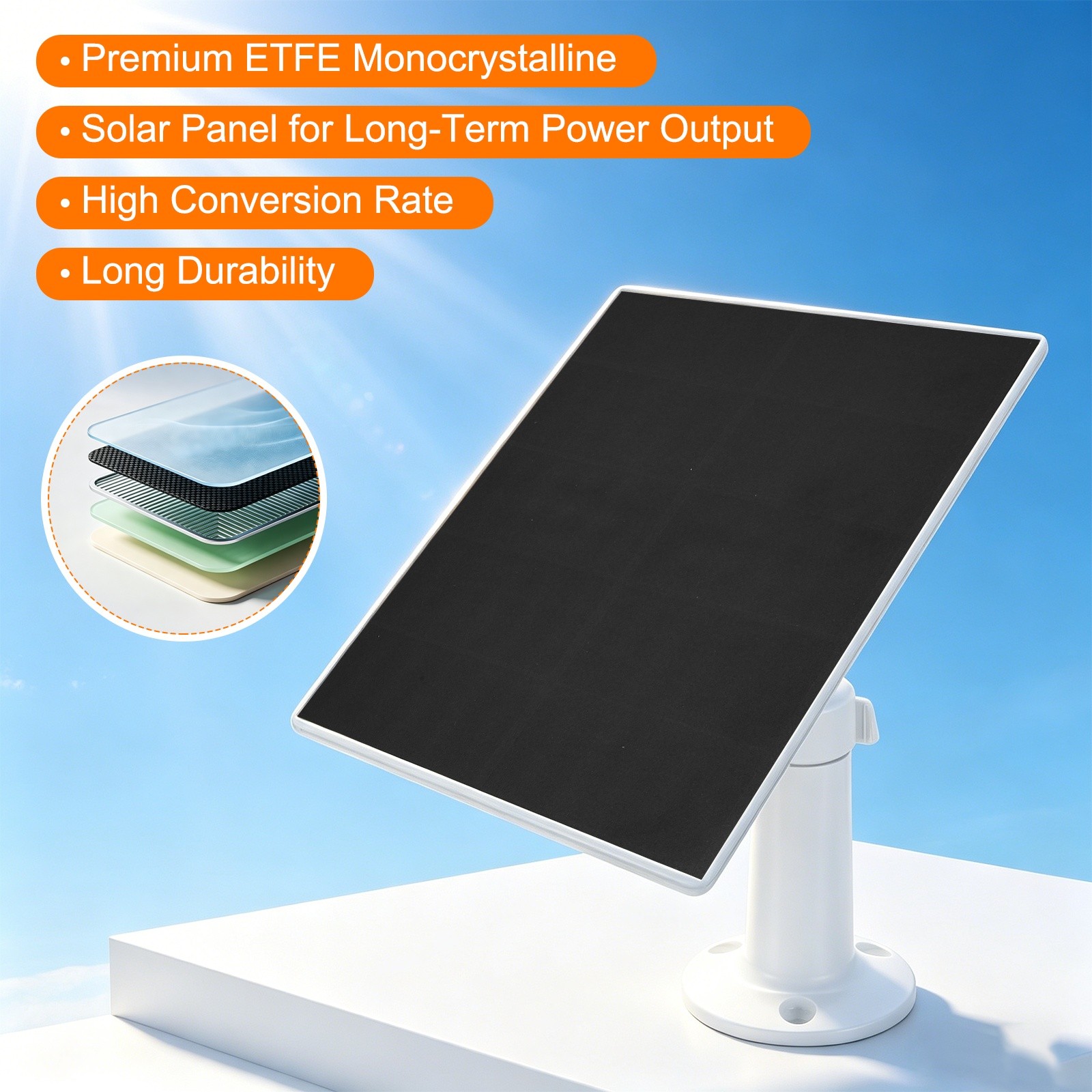 2 Pack of 5V 4W Solar Panel, Waterproof Dual Type-C/USB Solar Charger, White