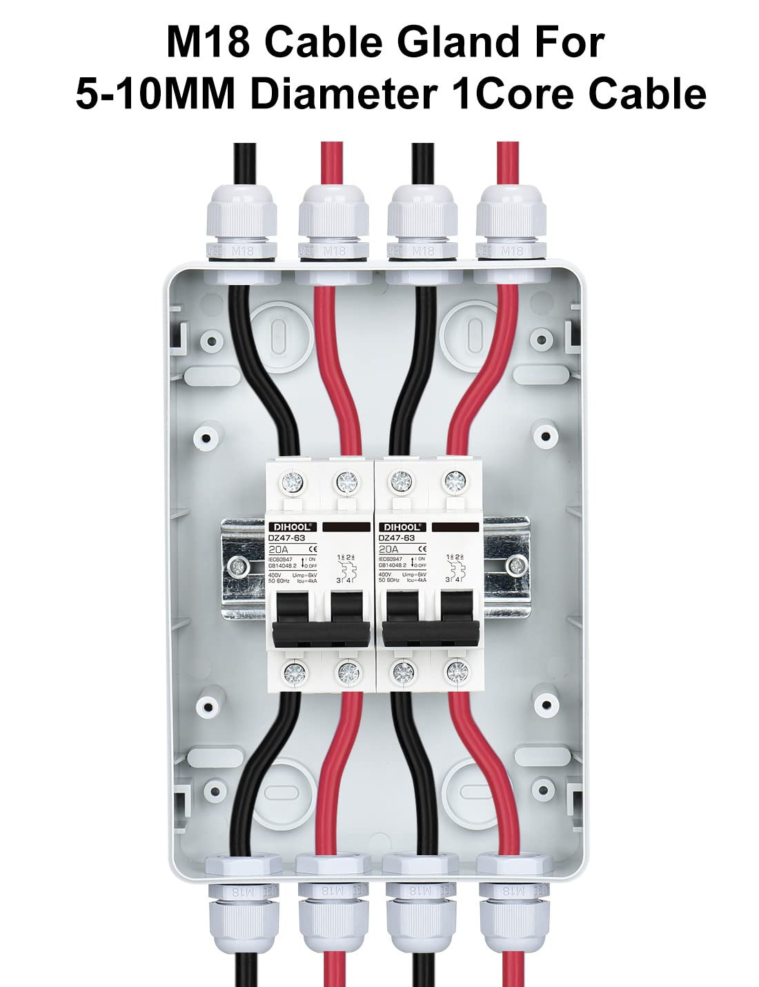 DC Circuit Breaker Box Cover with UV-Proof, 20 Amp Electrical Power Distribut…