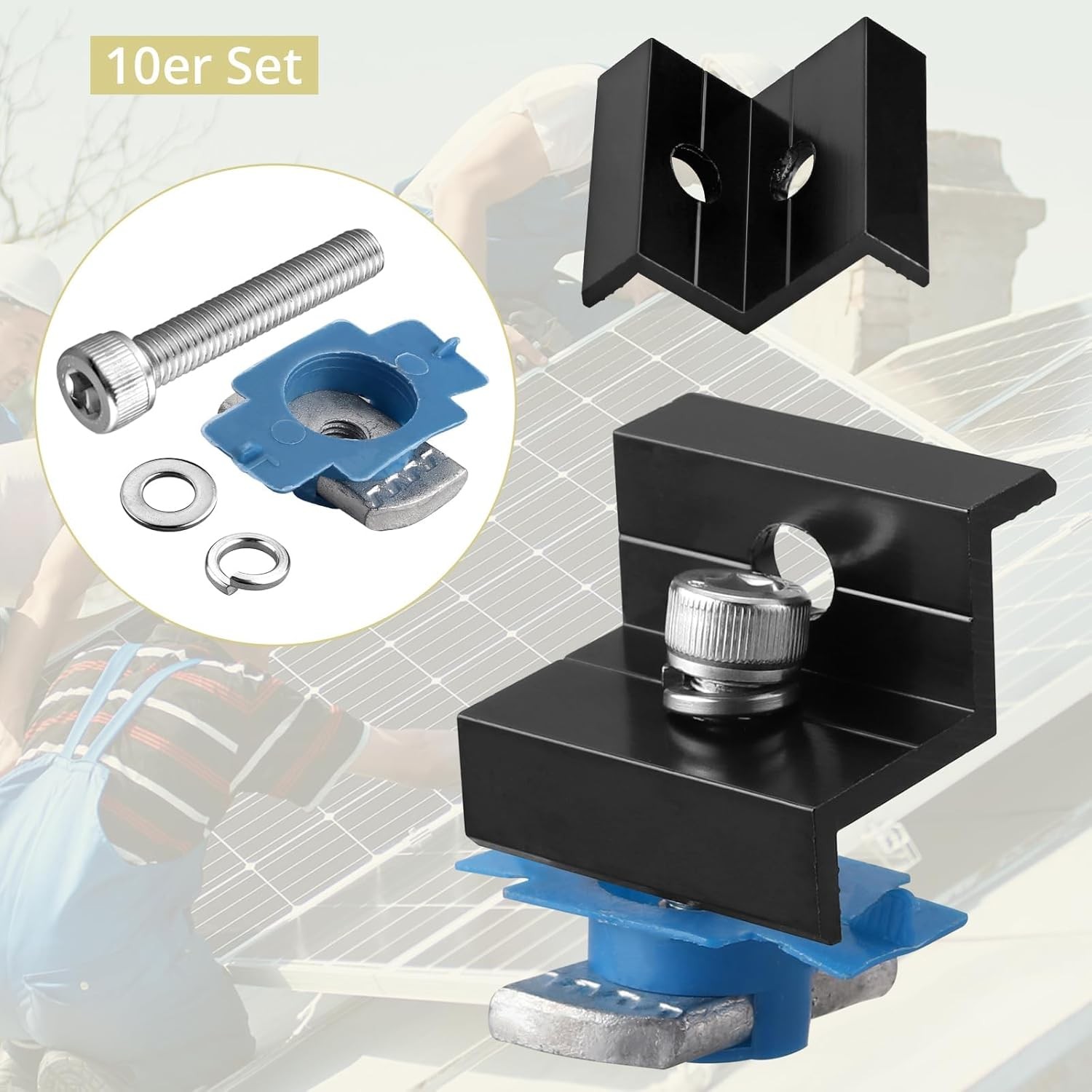 10pcs Solar Panel End Clamp for Standard Unistrut, Aluminum 30mm/35mm Solar P…
