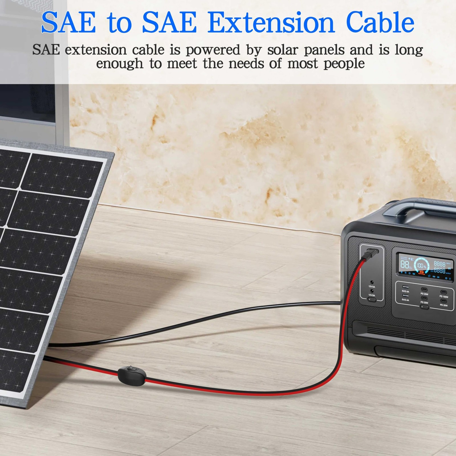 SAE Extension Cable with ON/Off Switch 14AWG Solar Power Cable Wire Harness Q…