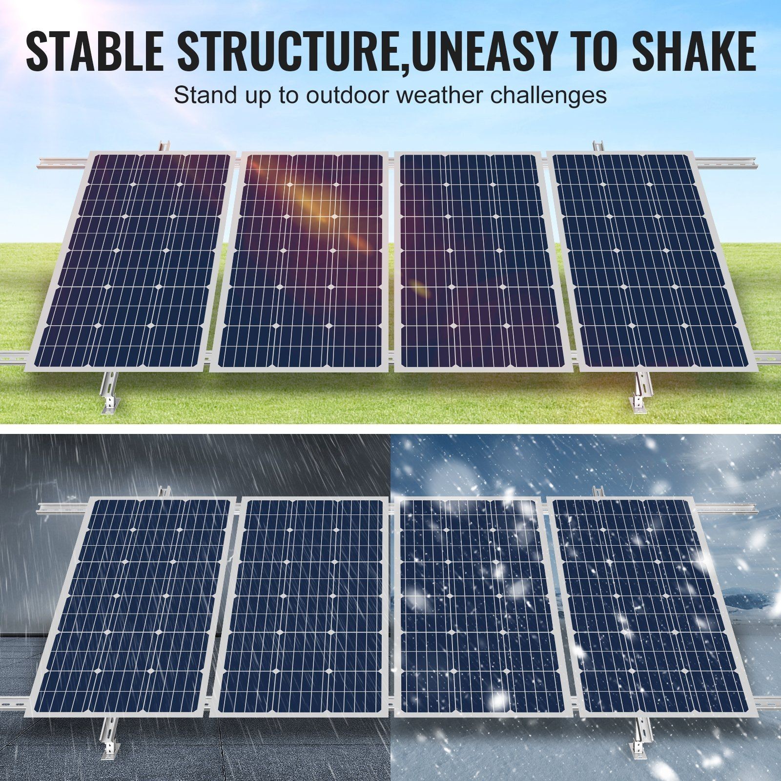 30-60° Solar Panel Mount Brackets 2-Set Carbon Steel 330lb Load