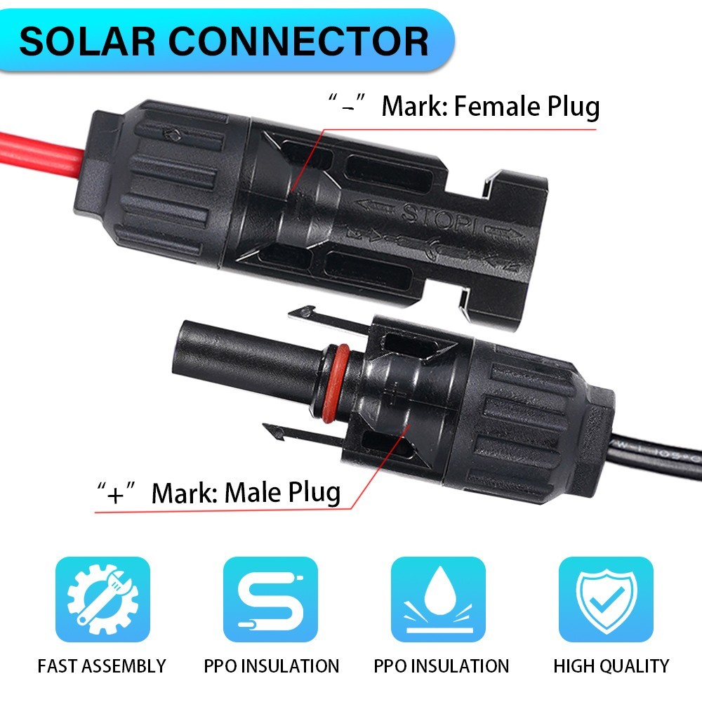 Solar Panel Extension Cable 4 in 1 solar panel wire for XT60 DC5521 Connectors