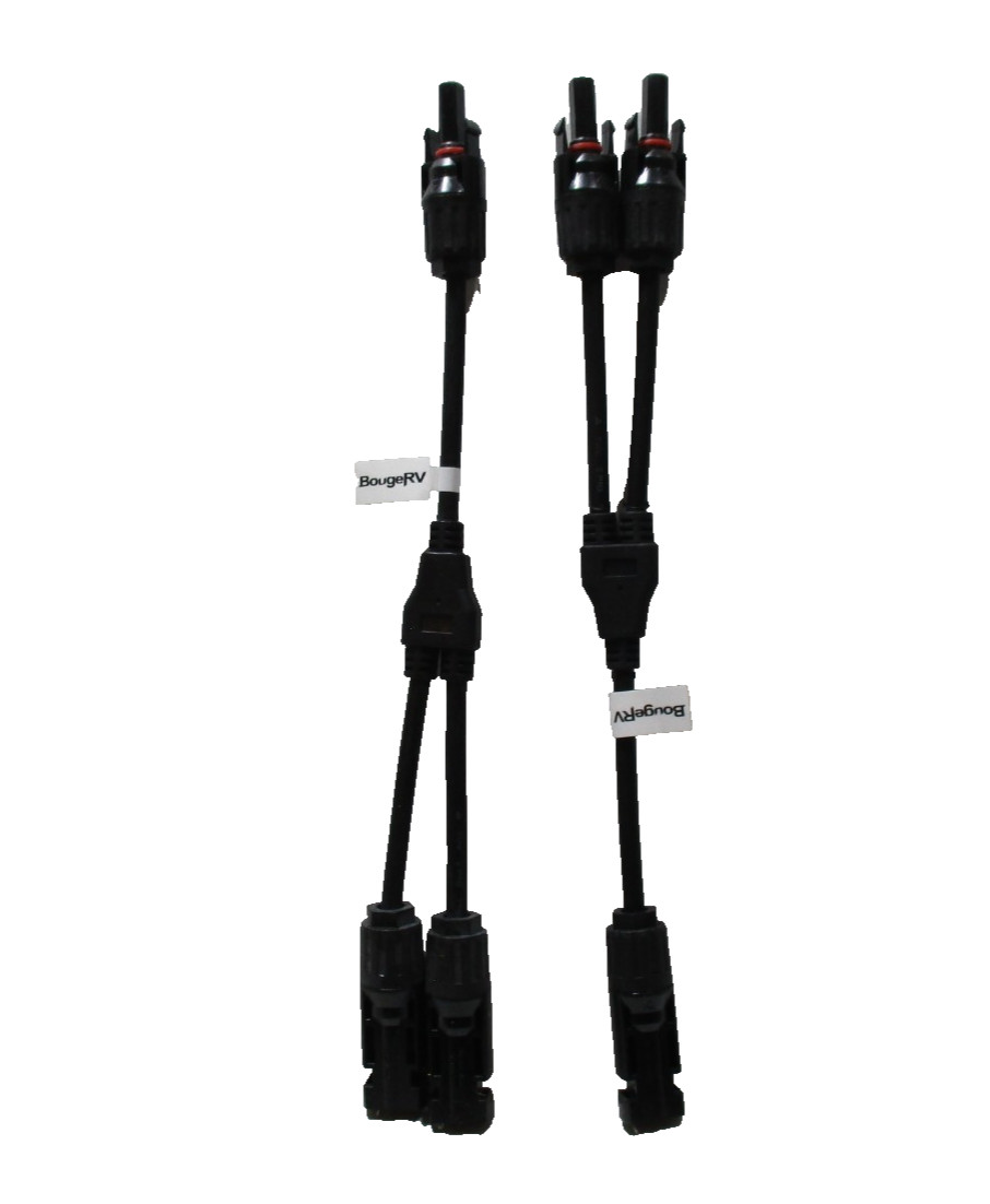 BougeRV MC4 Y-branch connectors used for parallel connections in solar power