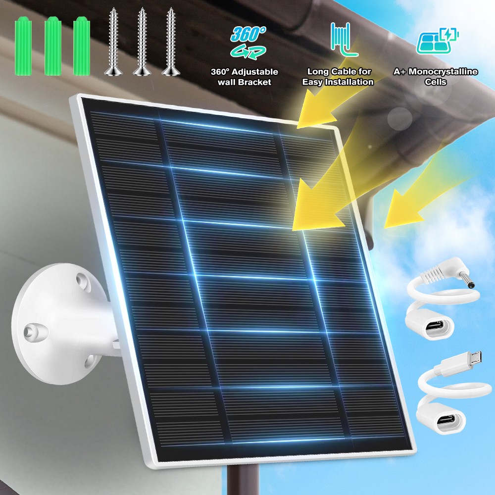 10W/5V Solar Panel For CCTV Security Camera Type-C Port Charger Waterproof