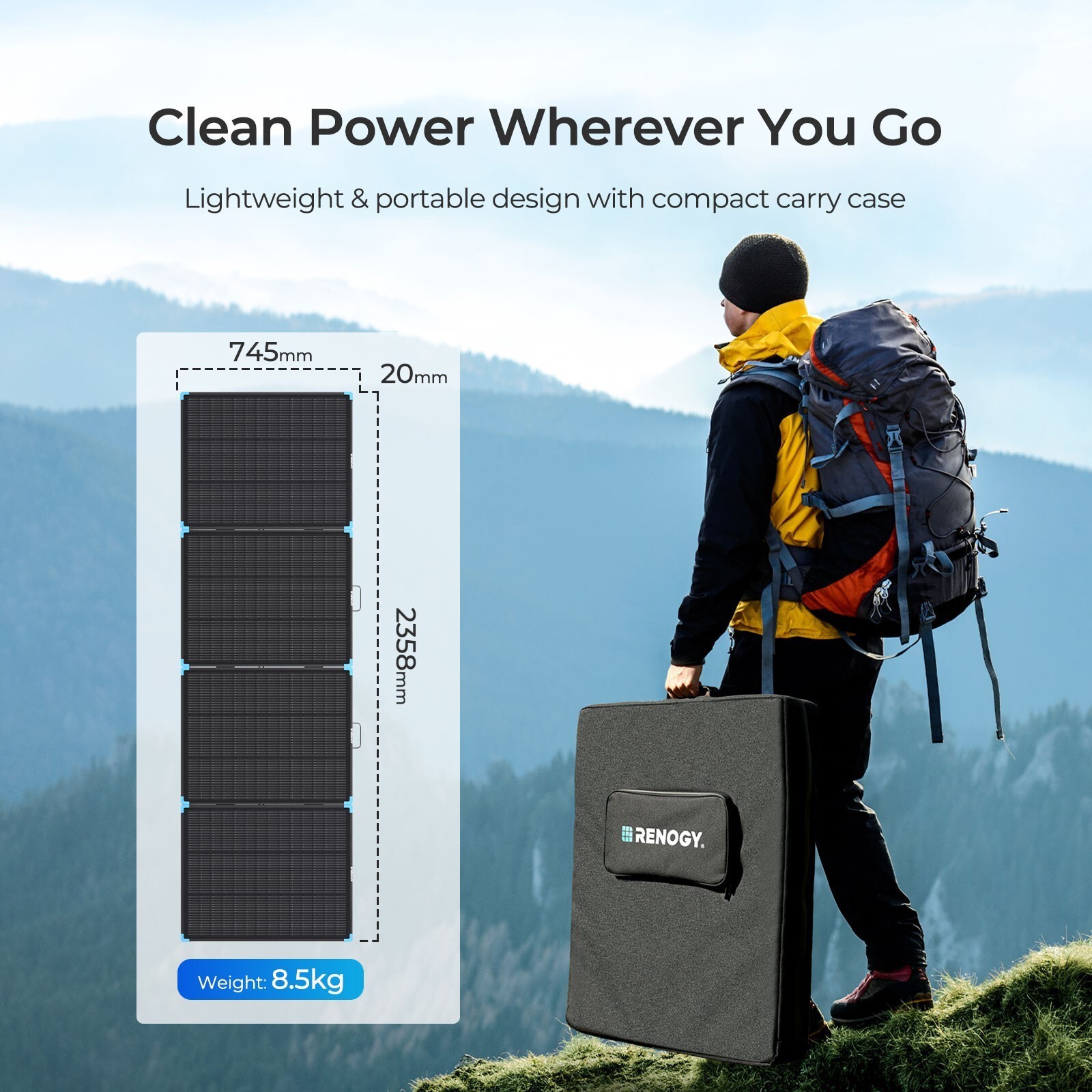 Renogy 300W Solar Panel Suitcase N-Type Portable Foldable Certified Refurbished
