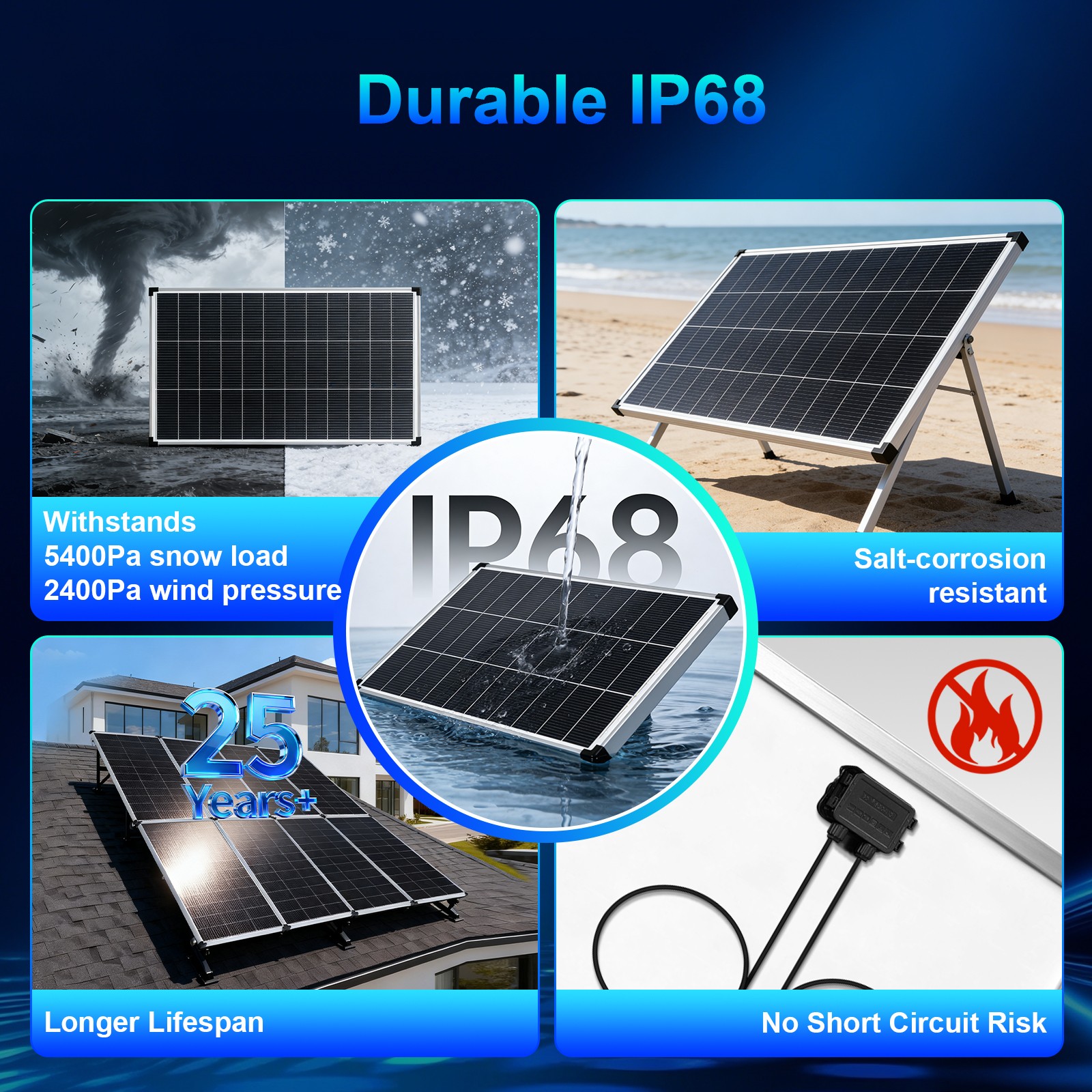 800W Solar Panel (200W*4)18V Monocrystalline Power RV Home Boat Camping Off-Grid