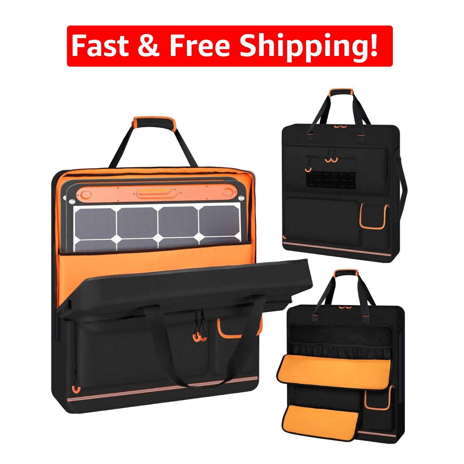 Luxurious Solar Panel Storage Bag with Deep Opening & Multiple Accessory Pockets