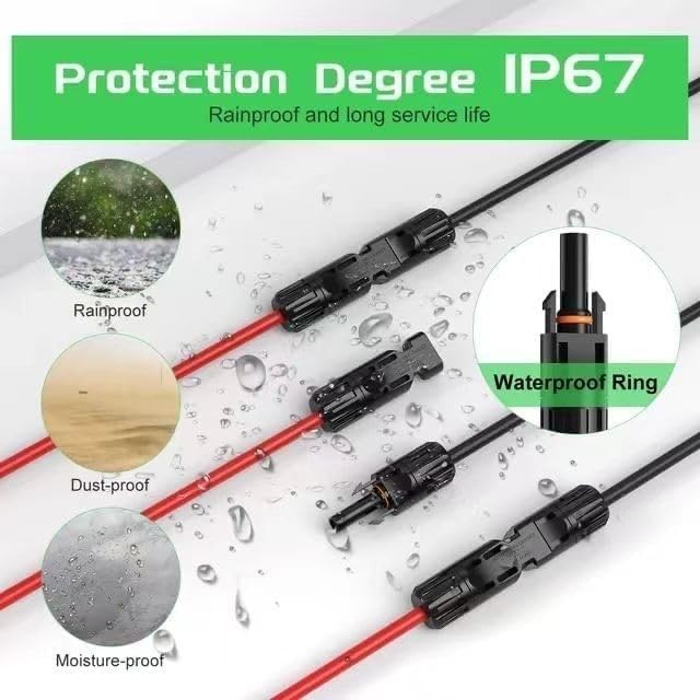 2PCS 6 FT 10AWG Solar Extension Cable with Female and Male Connector，Tinned C…