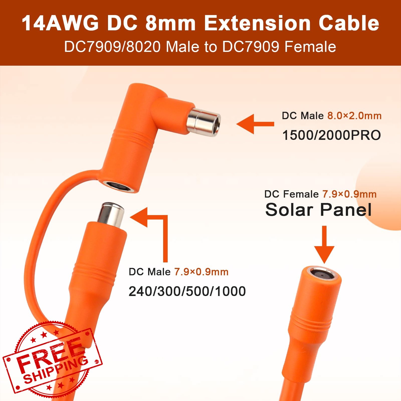 MOOKEERF 15FT Solar Panel Extension Cable