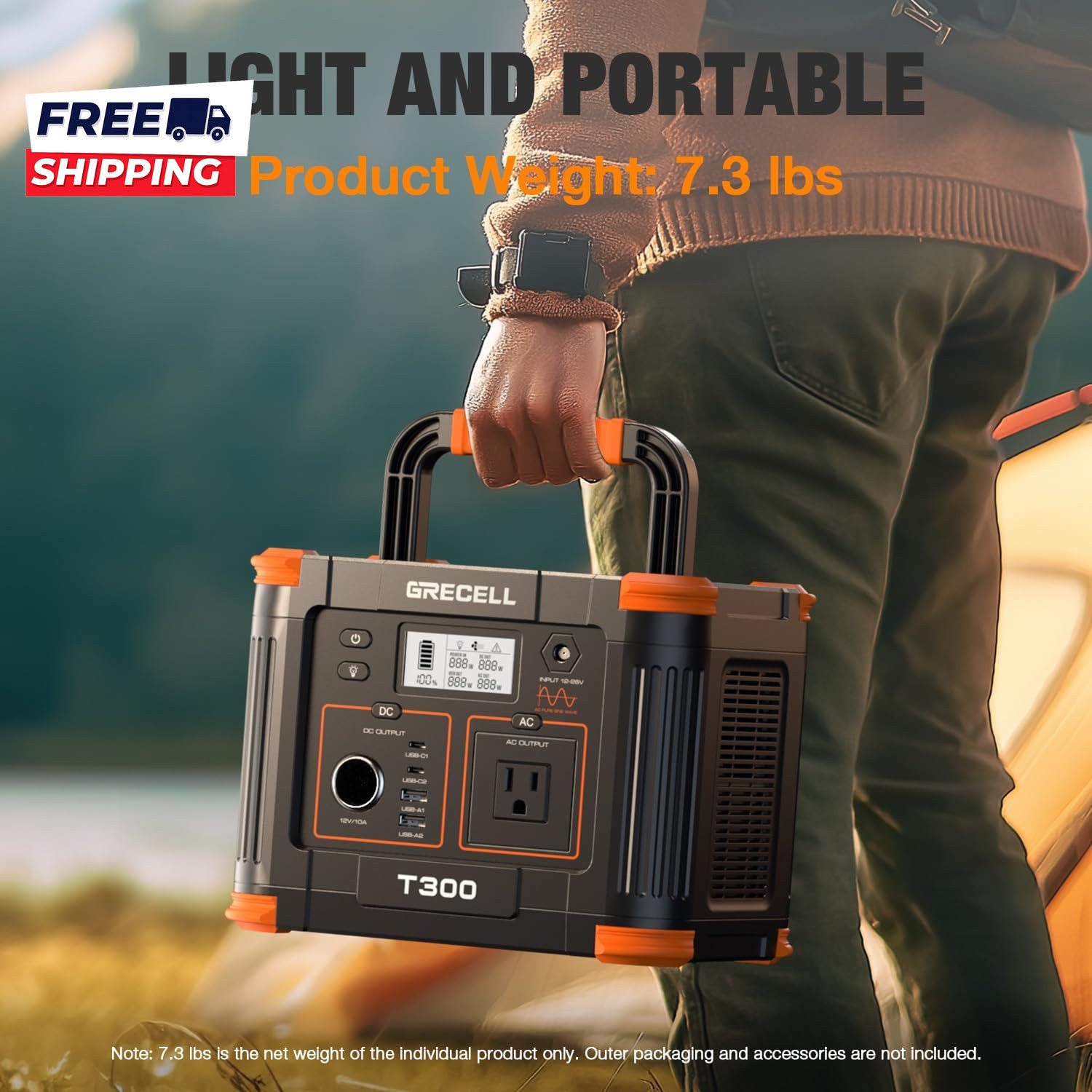 Portable Power Station 300W 230.88Wh Solar Generator with 60W USB-C PD Output