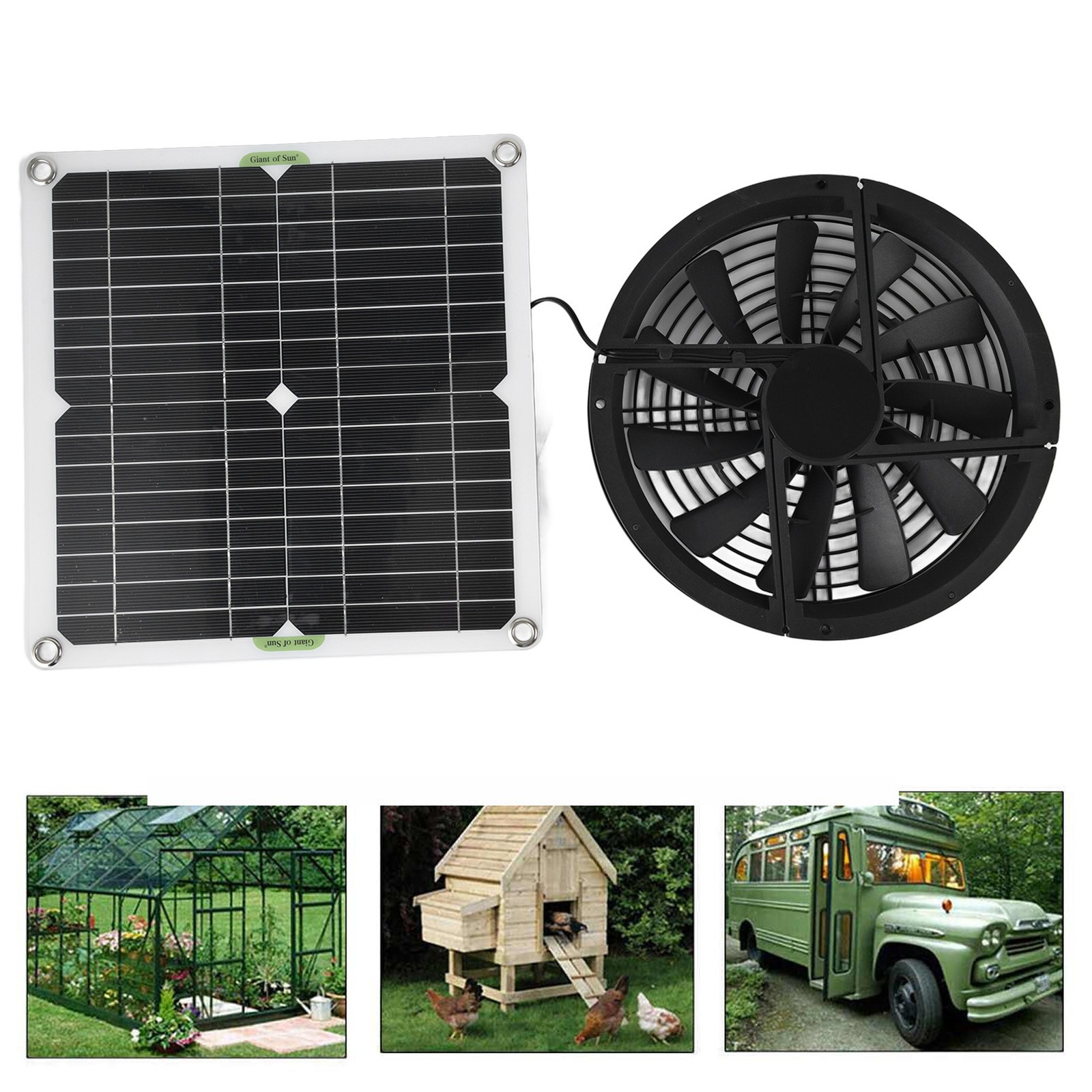 Solar Panel Fan Complete Mount Kit Energy Saving Air Circulation Vent Fan