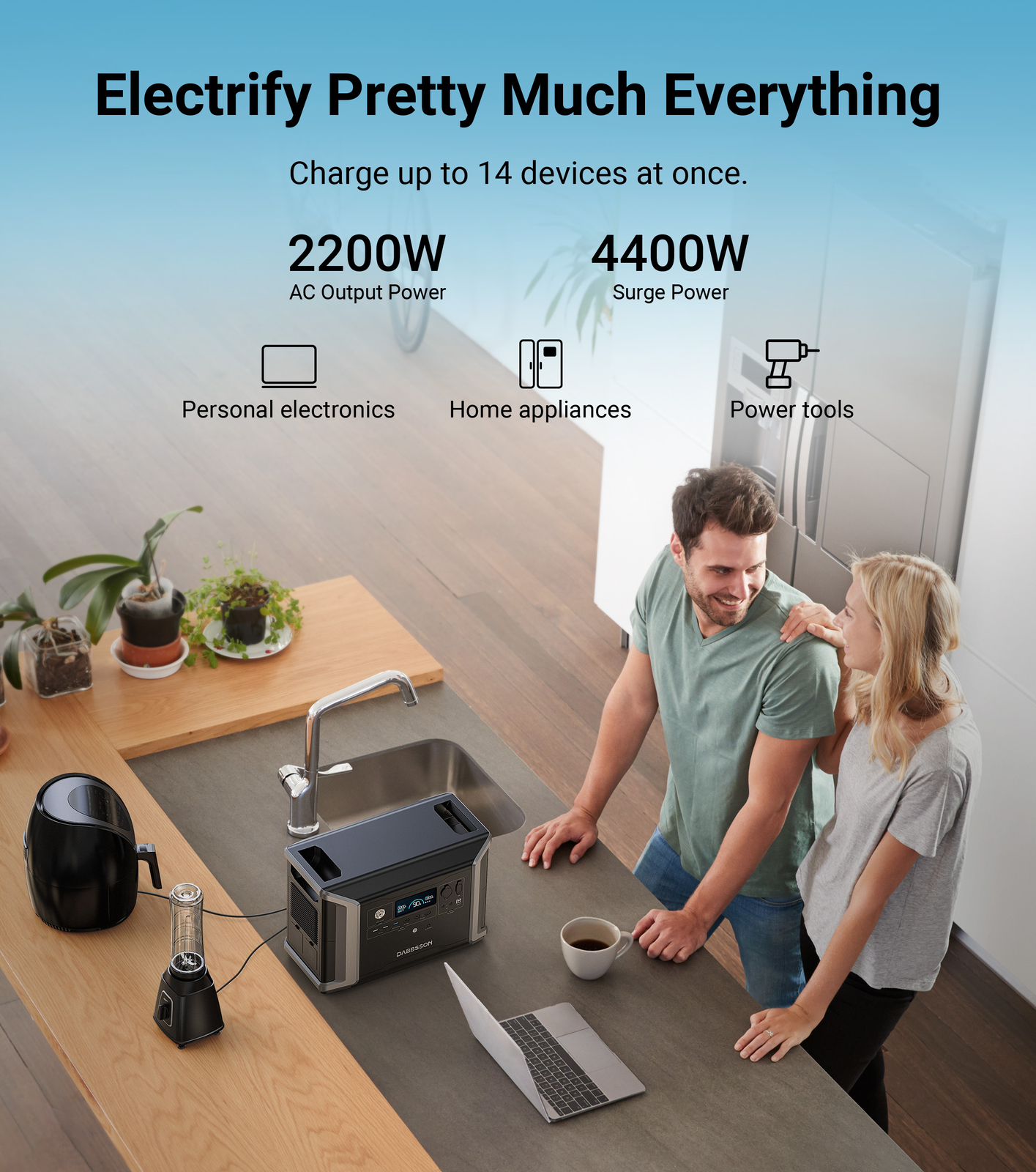 Power Station 4660Wh 4000W w/ Parallel Connector LFP Battery for Home Outdoor