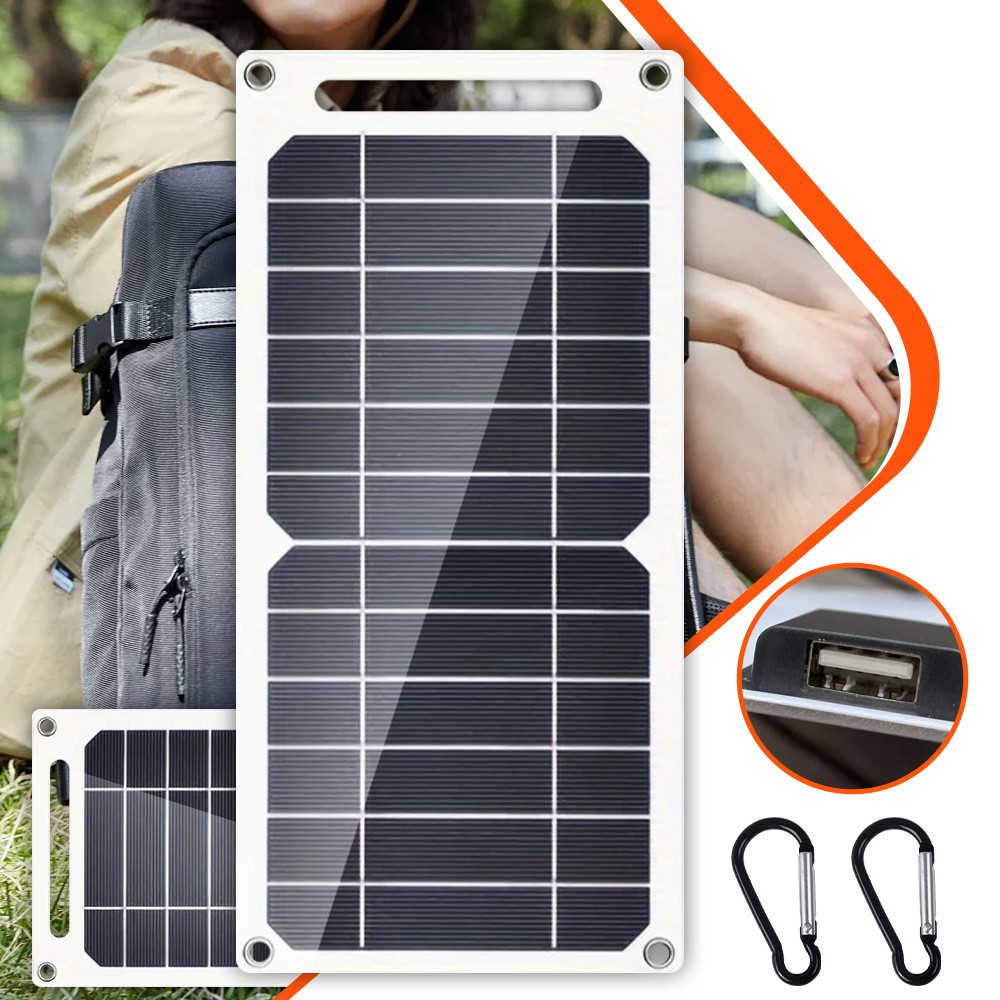 20W Portable Mini Solar Panel 5V USB Type-C Charge Power Bank For Phones
