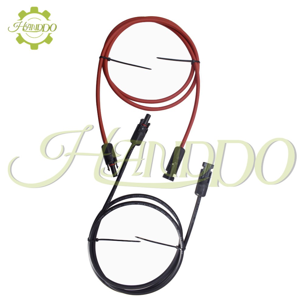 1 Pair Black + Red Solar Panel Extension Cable Wire Connector 12/10 AWG