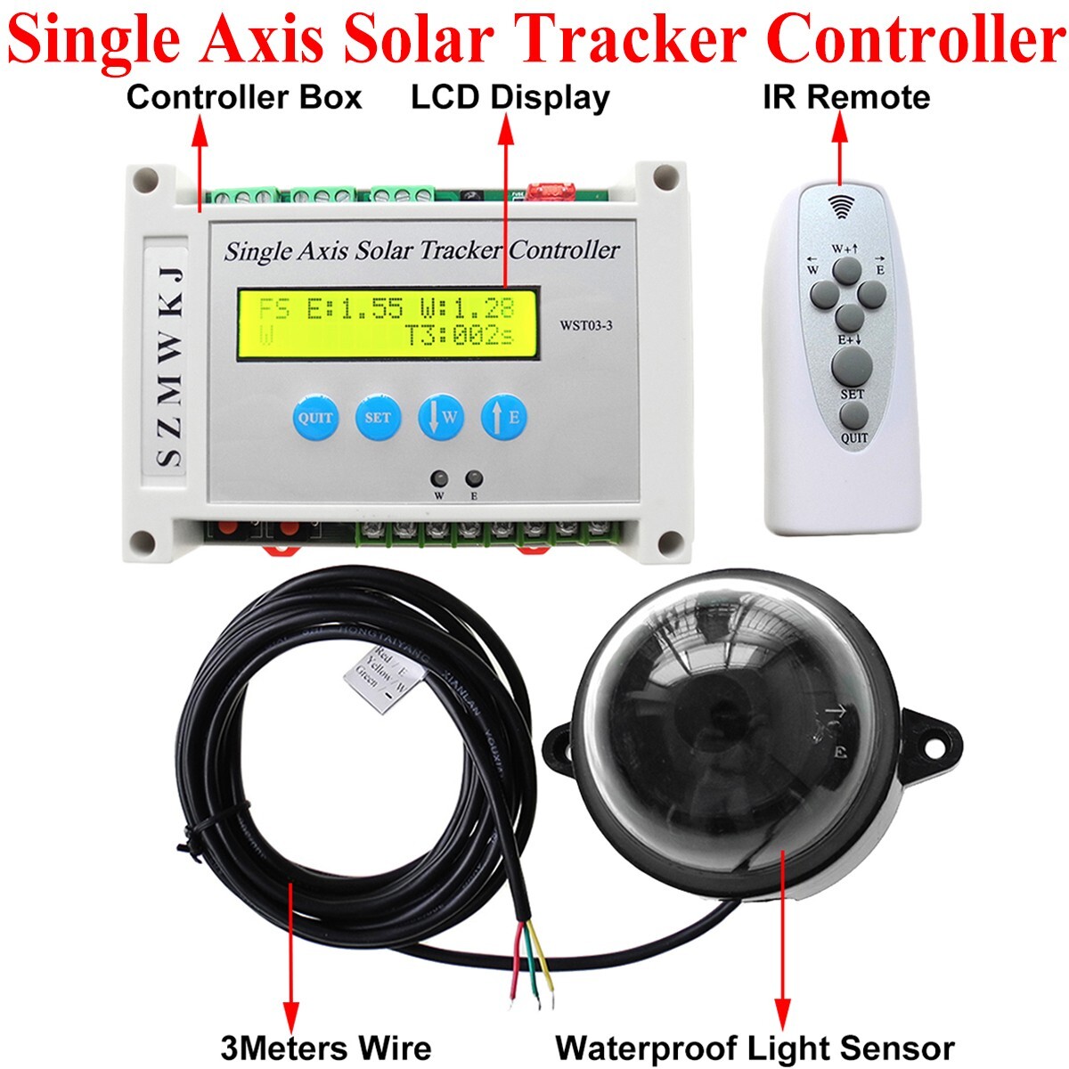 6000N Solar Tracker Single Axis Complete Kit W/ 6″ Linear Actuator W/ Controller