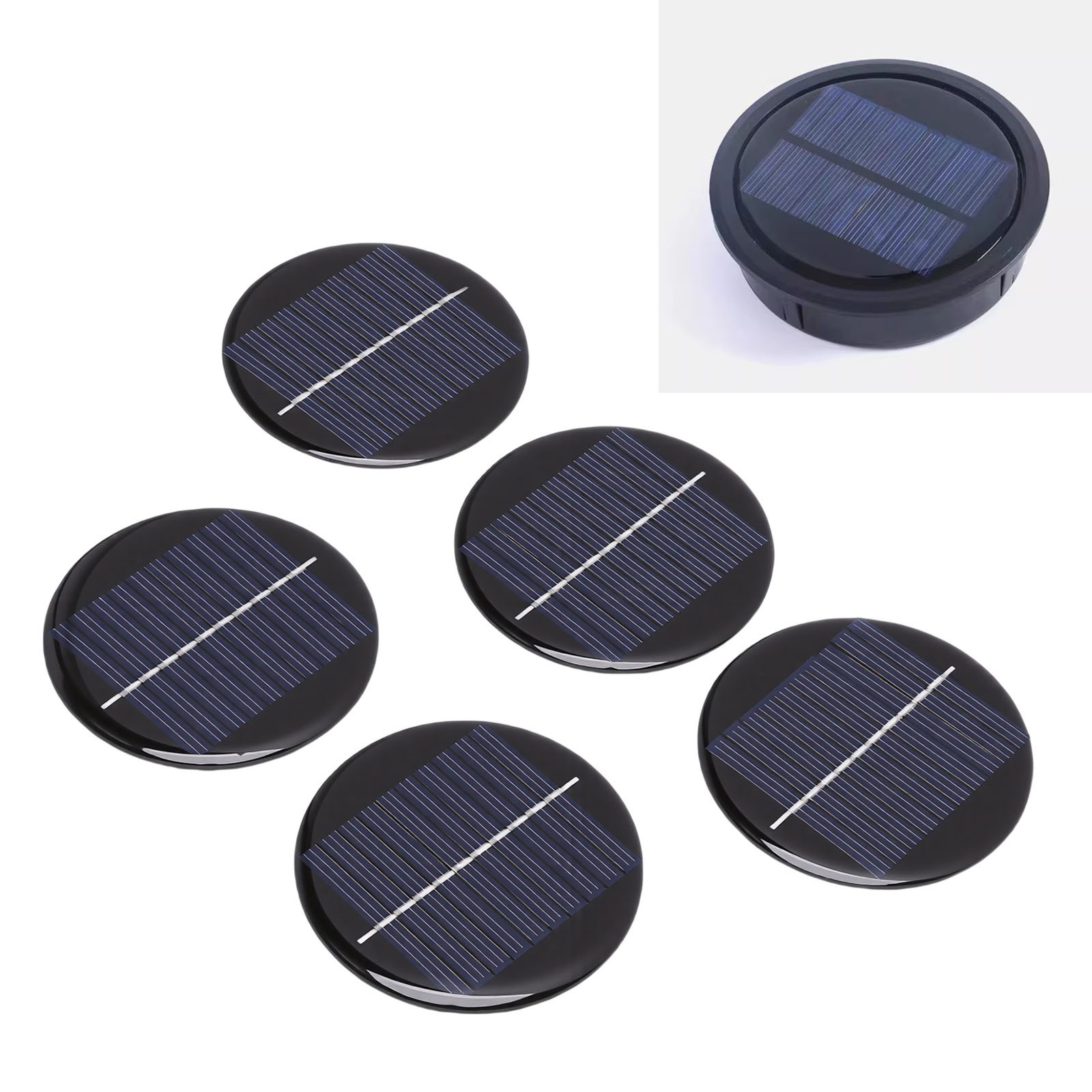 5pcs Round Monocrystalline Silicon Solar Panel For Small Devices PWJM