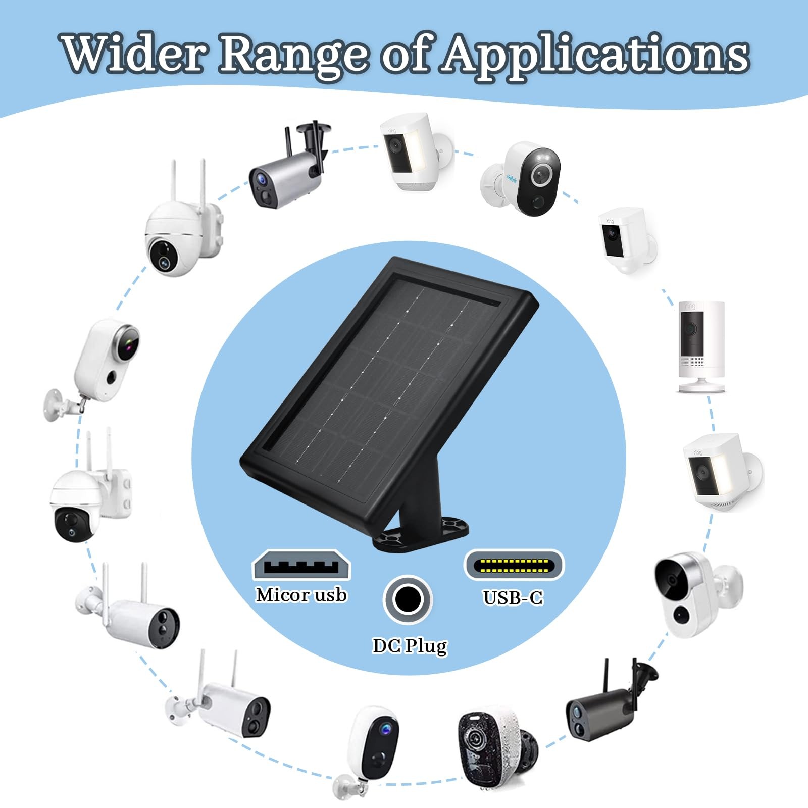 Ring Camera Solar Panel Charger 5v 3.5w Solar Charger Compatible With Spotlight