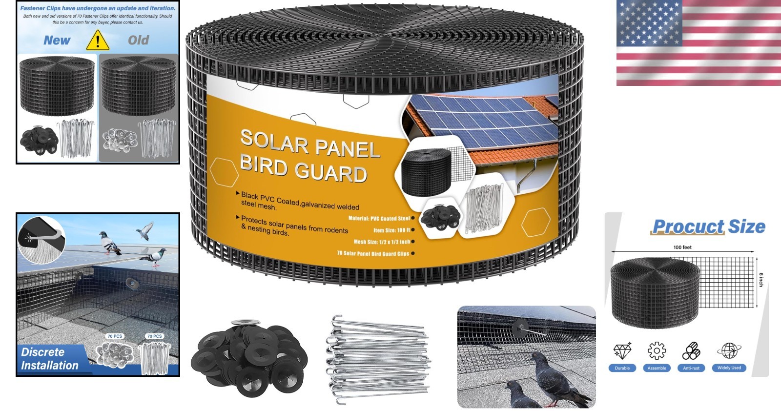 Durable 6in x 100ft Critter Guard for Solar Panels – Black PVC Coated Protection