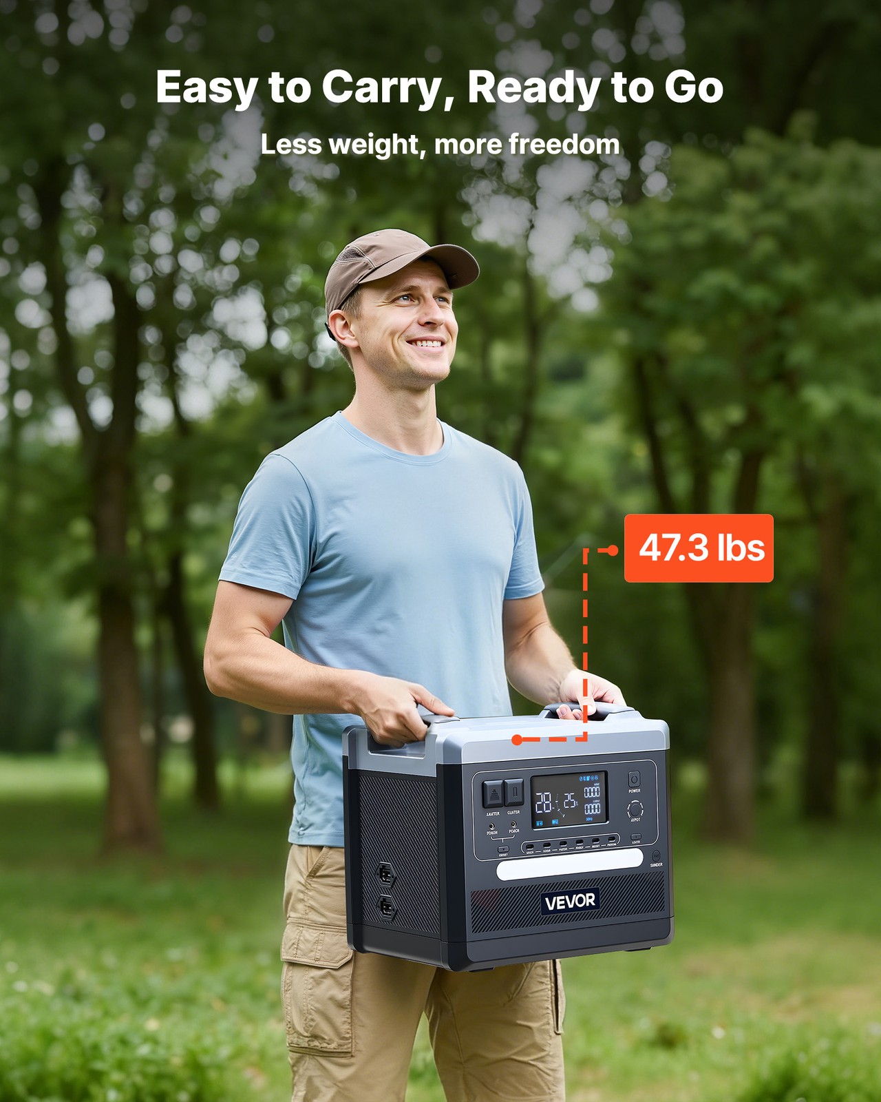 VEVOR Portable Power Station Solar Generator 2400W 2160Wh with 200W Solar Panel