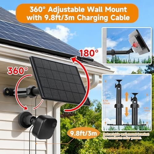 4 Pack Solar Panel Charger for Blink Outdoor Cameras, 6W with 360° Mount & 10ft
