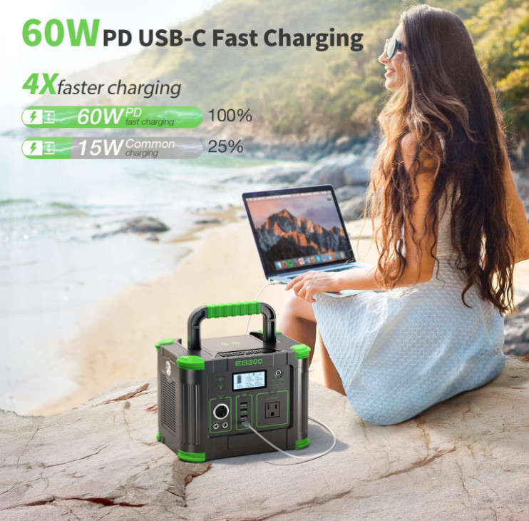Estación de Energía Portátil 330W 288.6Wh con Carga Rápida 60W Solar, Nuevo