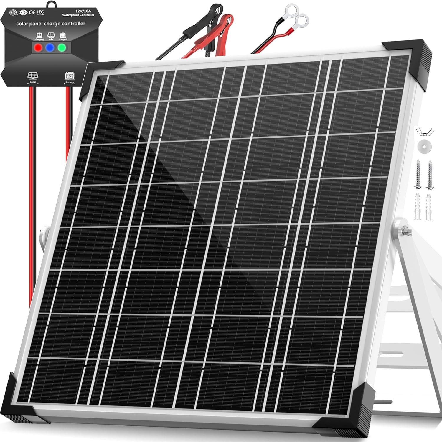 12V Solar Battery Charger – 20W Waterproof Solar Panel Kit with Smart