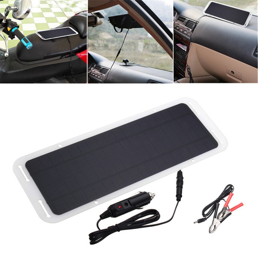 12V 5W Car Battery Solar Panel Portable Solar Power Monocrystal Backup Charger