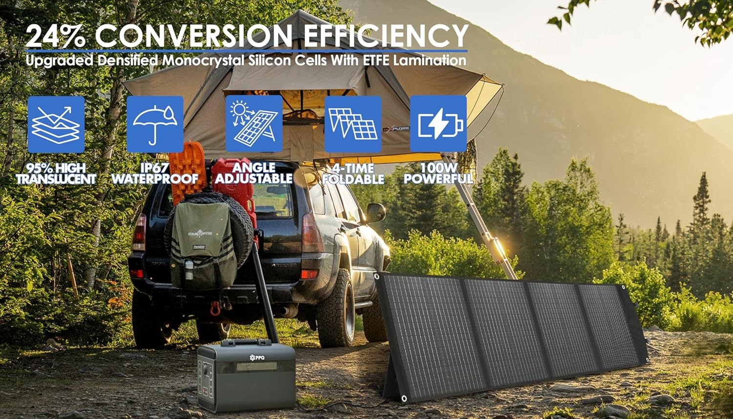 Foldable Solar Briefcase 100W 18V 9lb IP67 Waterproof
