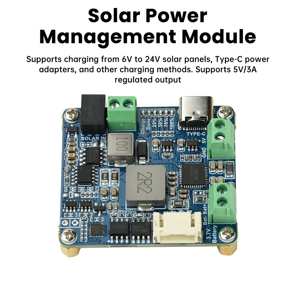 6-24V Solar Panel Power Management Module 5V 3A Supports MPPT, PD QC FCP SFCP