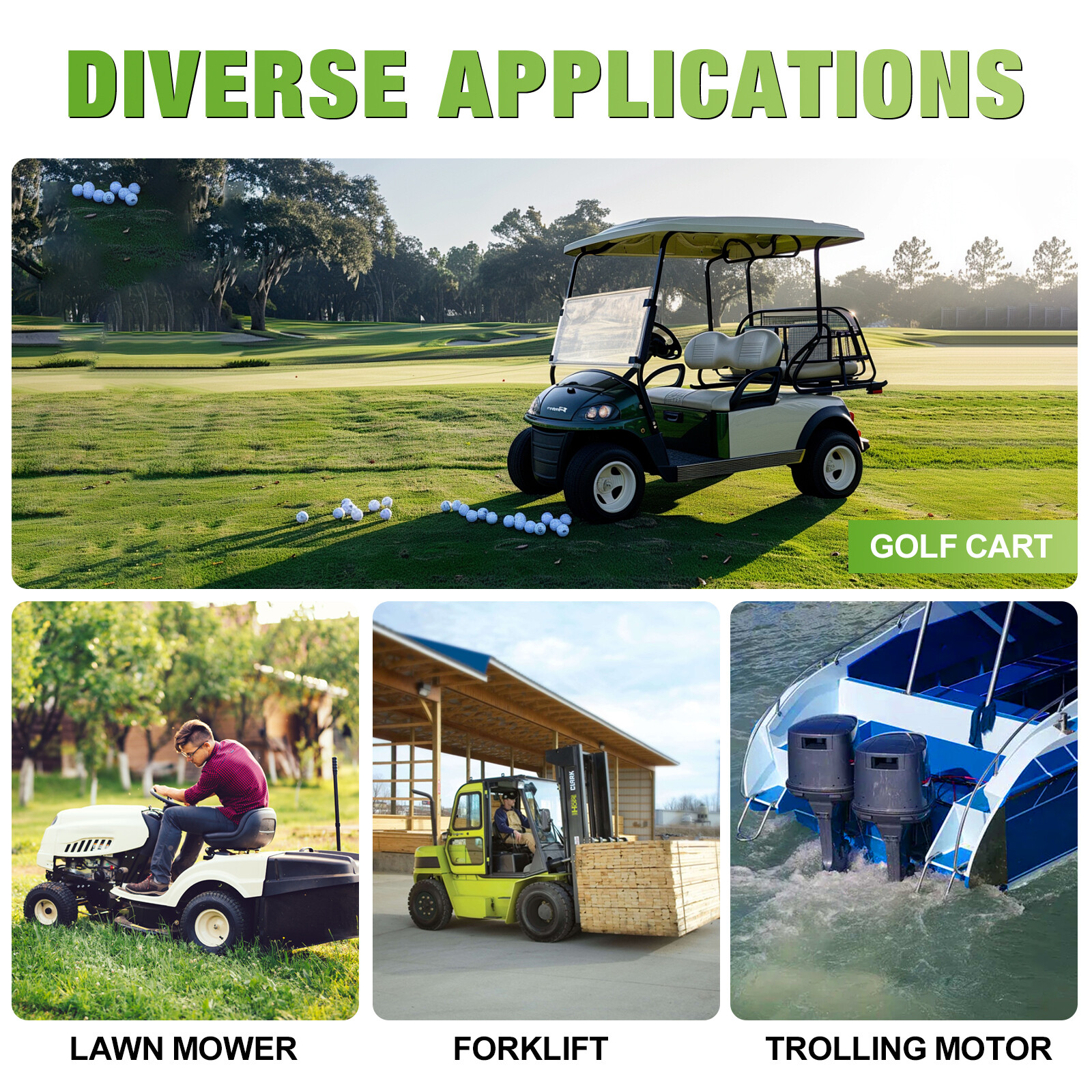 36V 100Ah Golf Cart Lithium LiFePO4 Battery 200A BMS Deep Cycle 10Years-Lifetime
