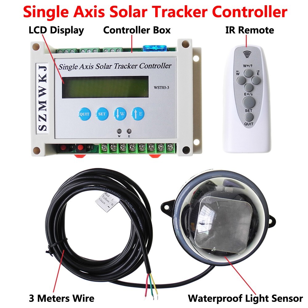 DIY Single Axis Solar Tracking Tracker-14″ Linear Actuator Anemometer System SJ