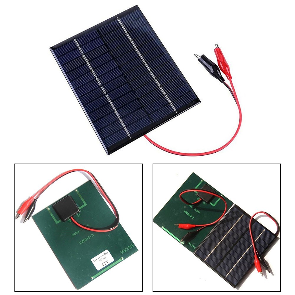 Compact 2W 12V Solar Panel DIY Charger Board with Clip for Camping Use