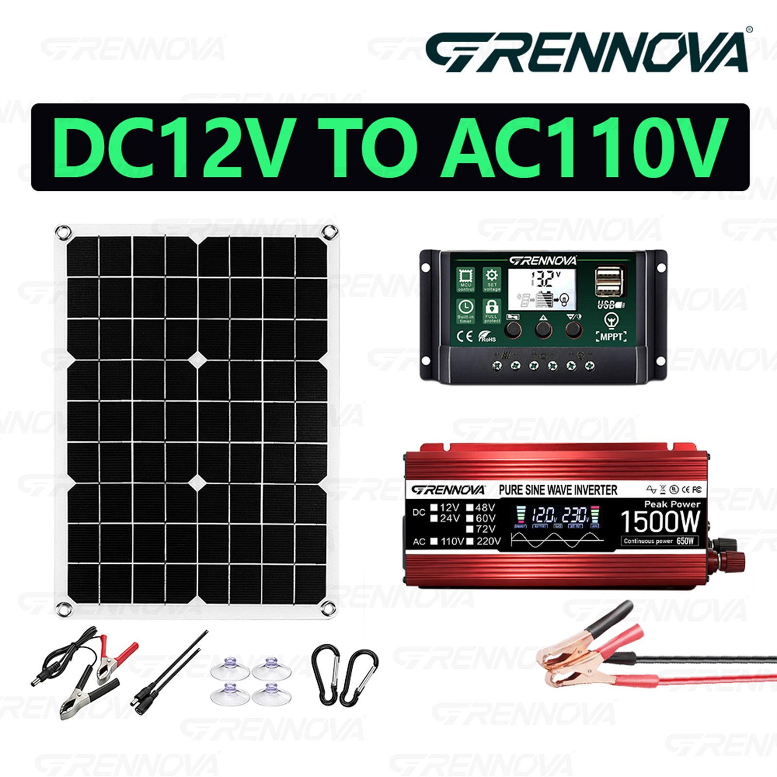 Grennova 1500W Solar Kit 40W Panel 60A MPPT Off-Grid Home Camping Backup