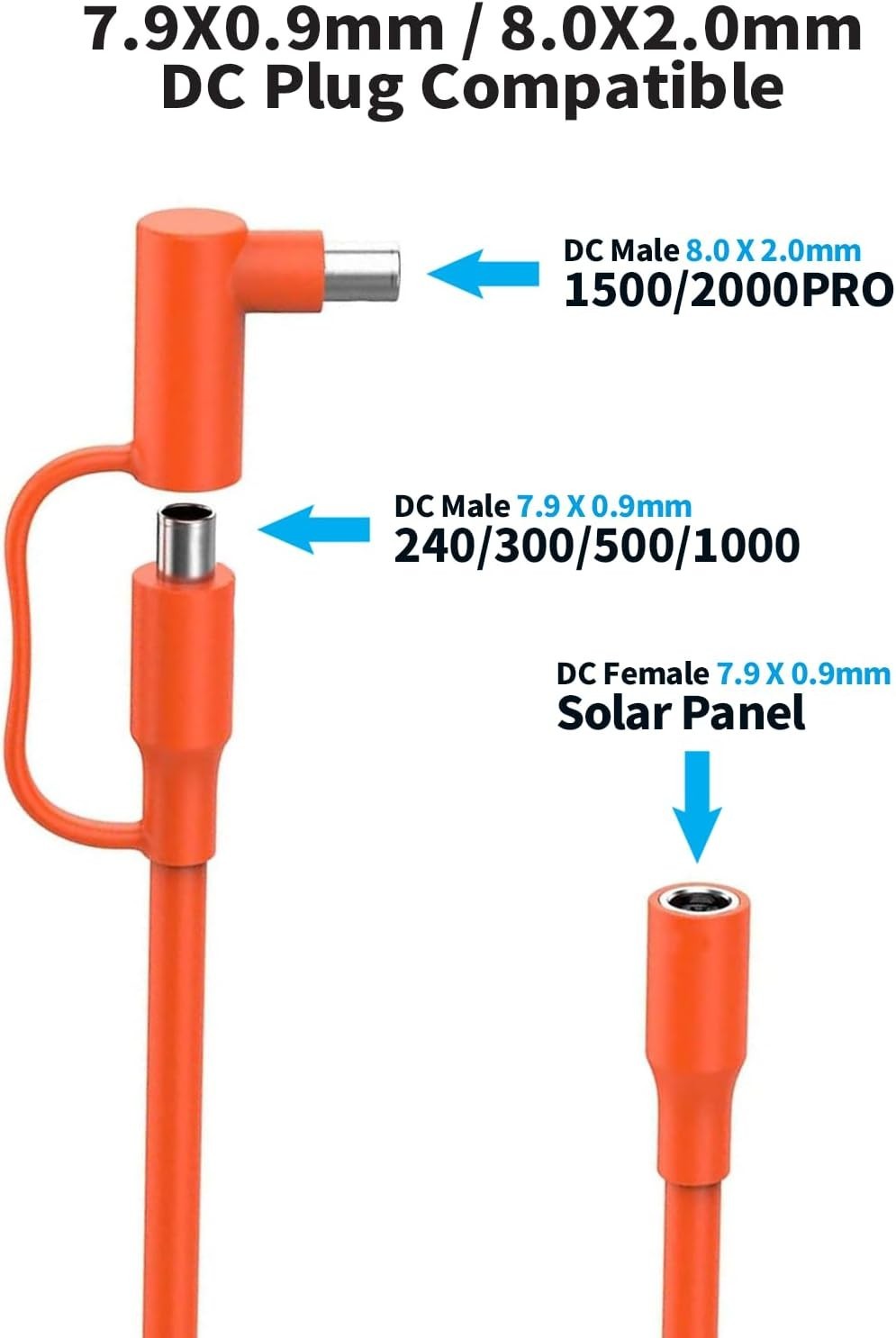 14AWG 8mm Extension Cable for Solar Generators 10FT 3M, DC7909 Solar Panel Cable