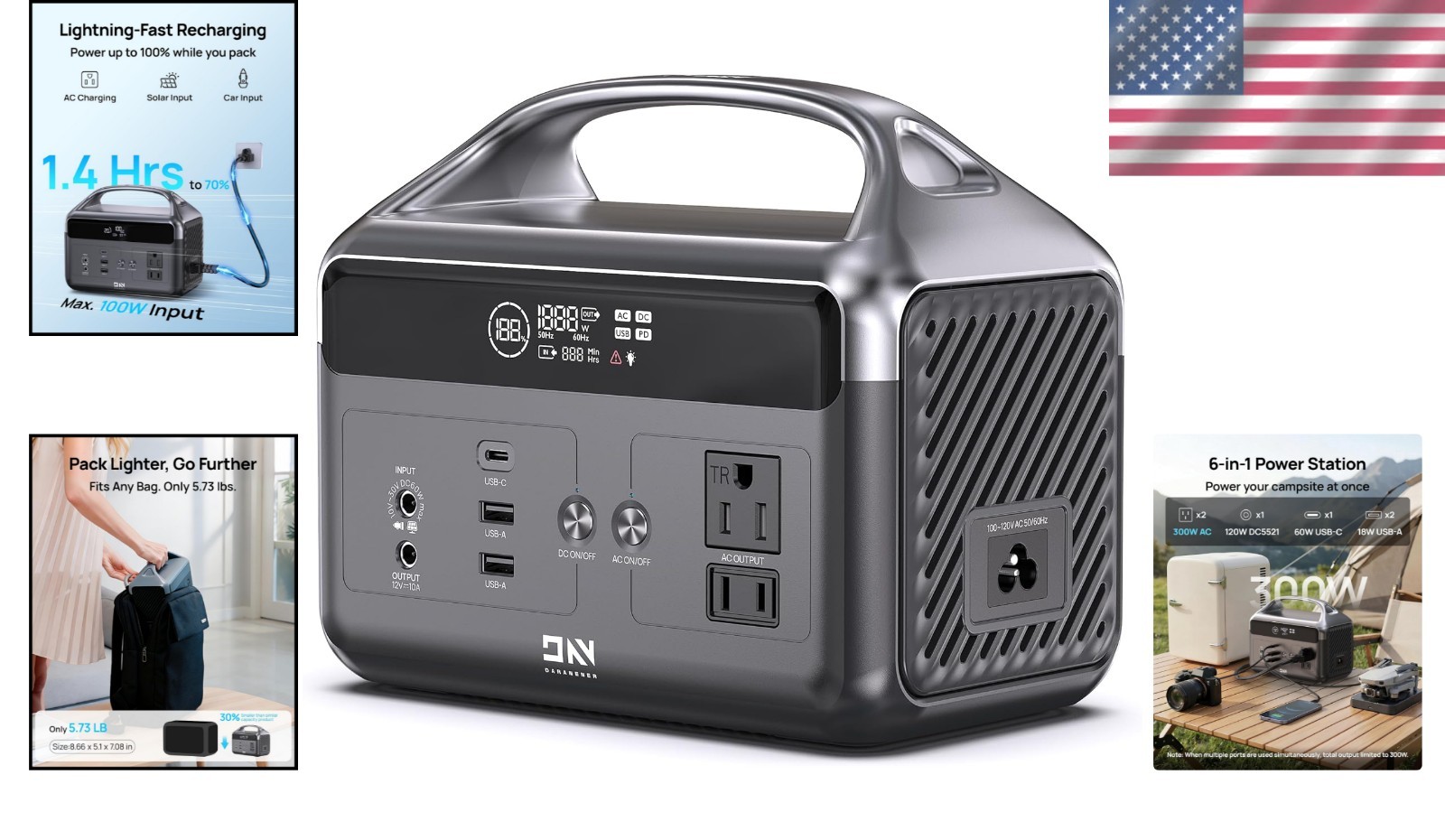 Versatile 192Wh Solar Power Station with Multiple Outputs for Outdoor Adventures