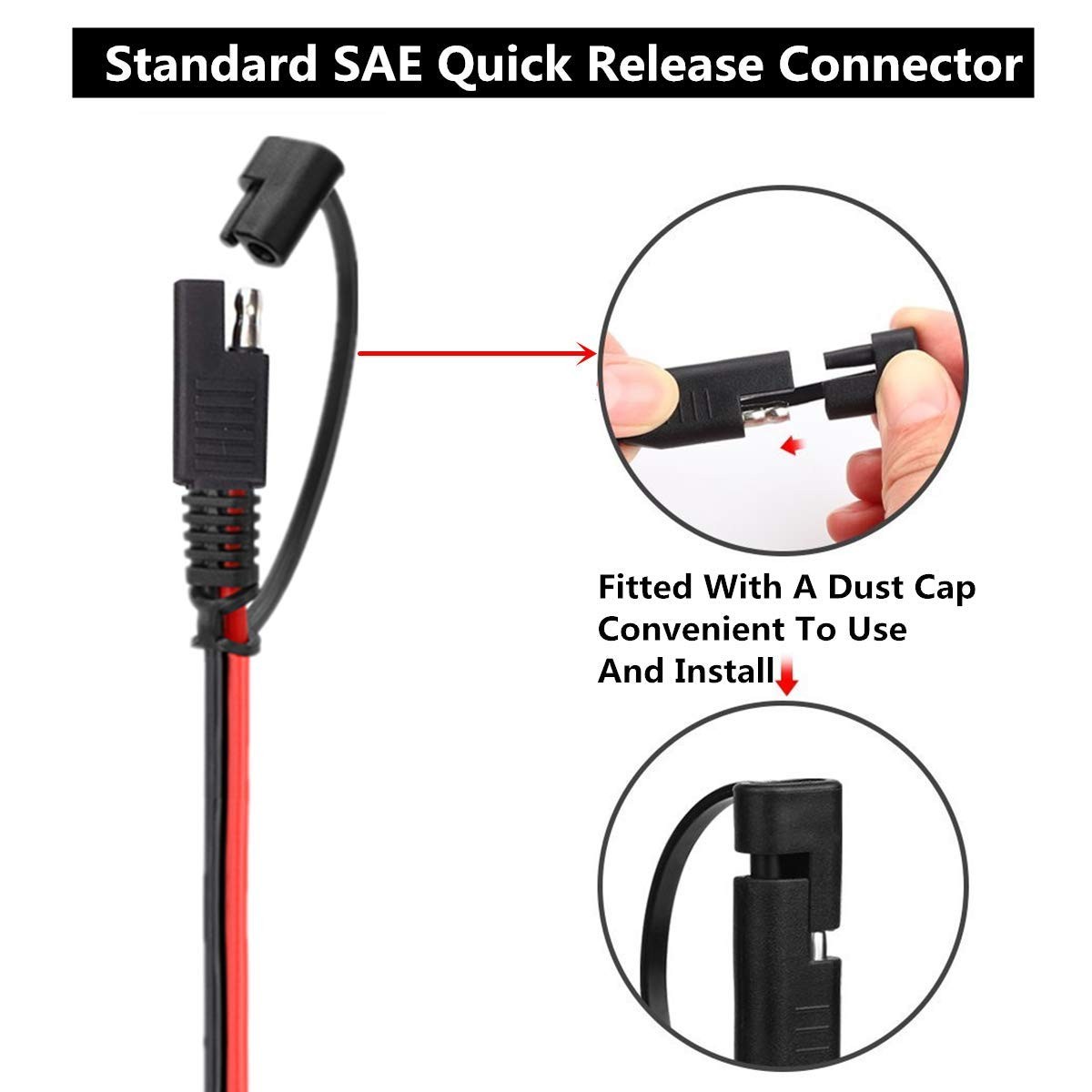 4-Piece 12V SAE Quick Disconnect Extension Cable, 1 Foot, 18AWG
