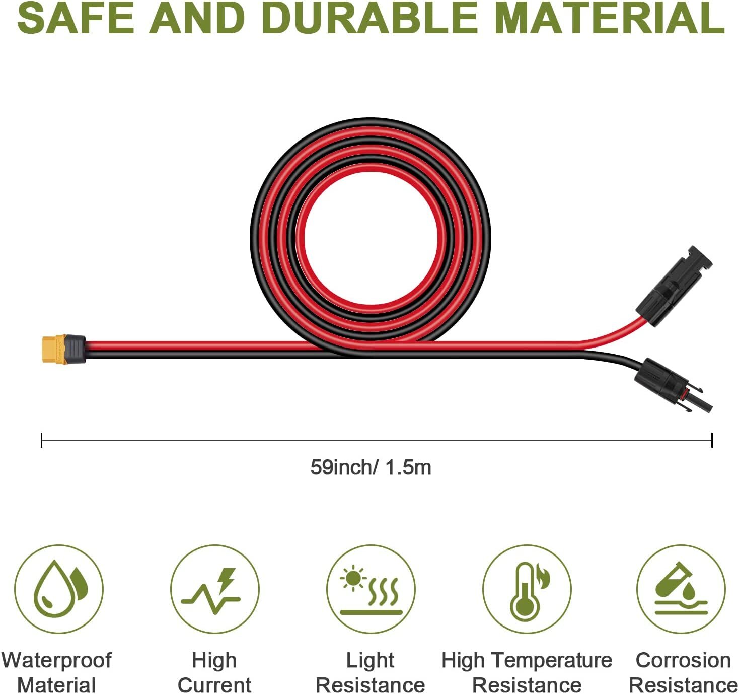 ALLPOWERS Solar Panel Connector to XT60 for Power Station 1.5M Charging Cable
