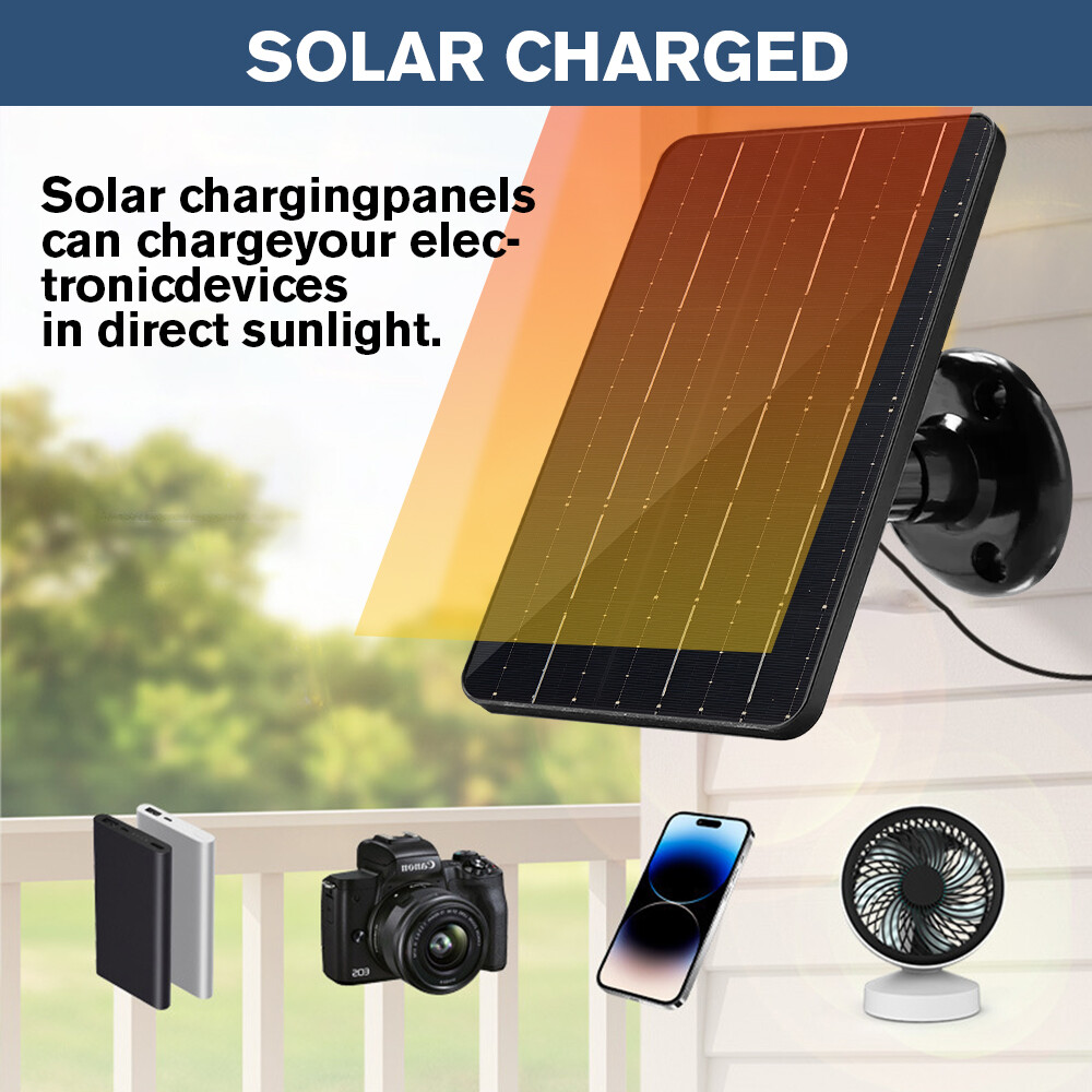 10W 5V Solar Panel USB C Power CCTV Camera Security Cam Battery Charger Outdoor