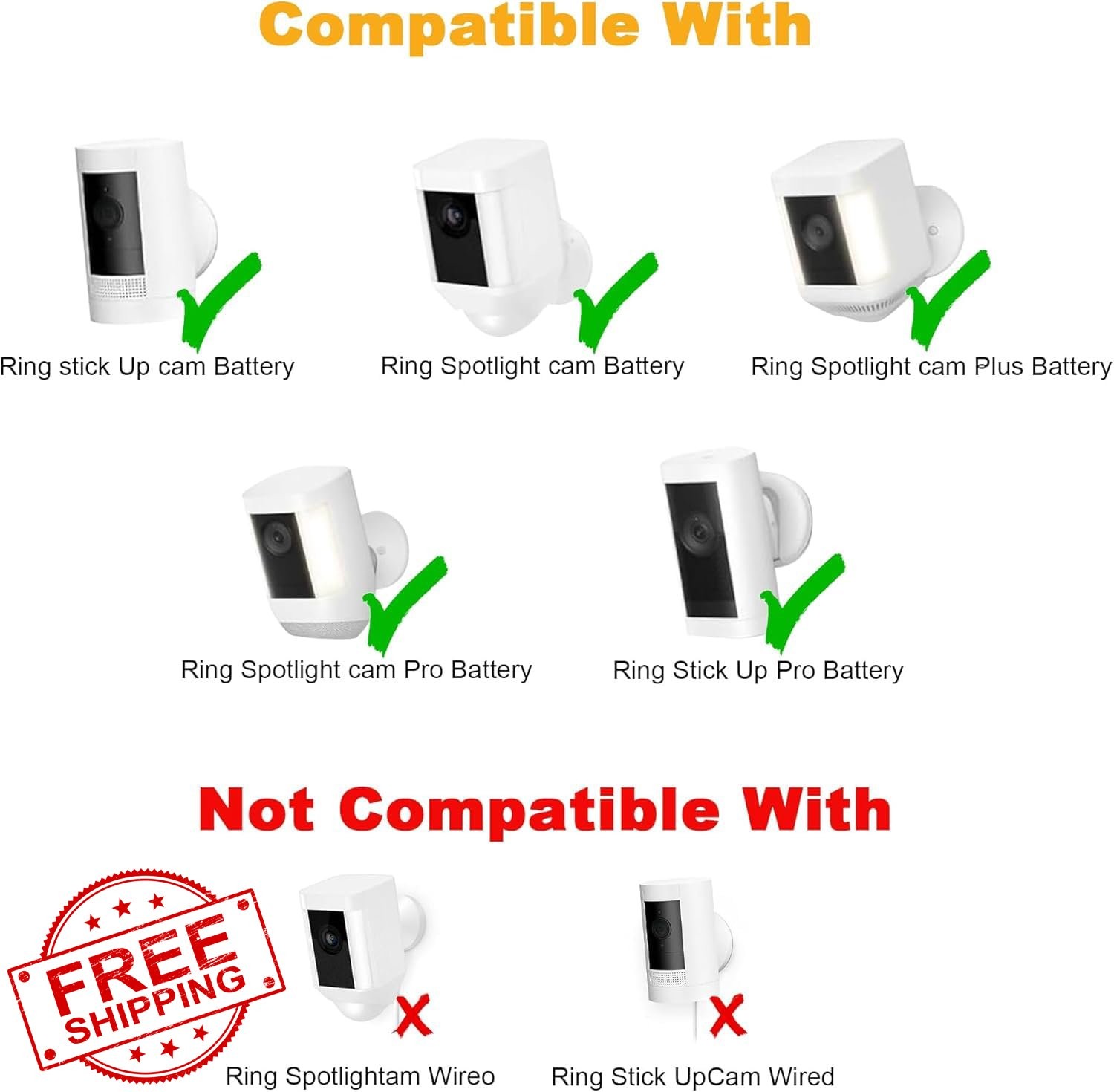 OuOudoit Solar Charger White 2 Pack Ring Cam