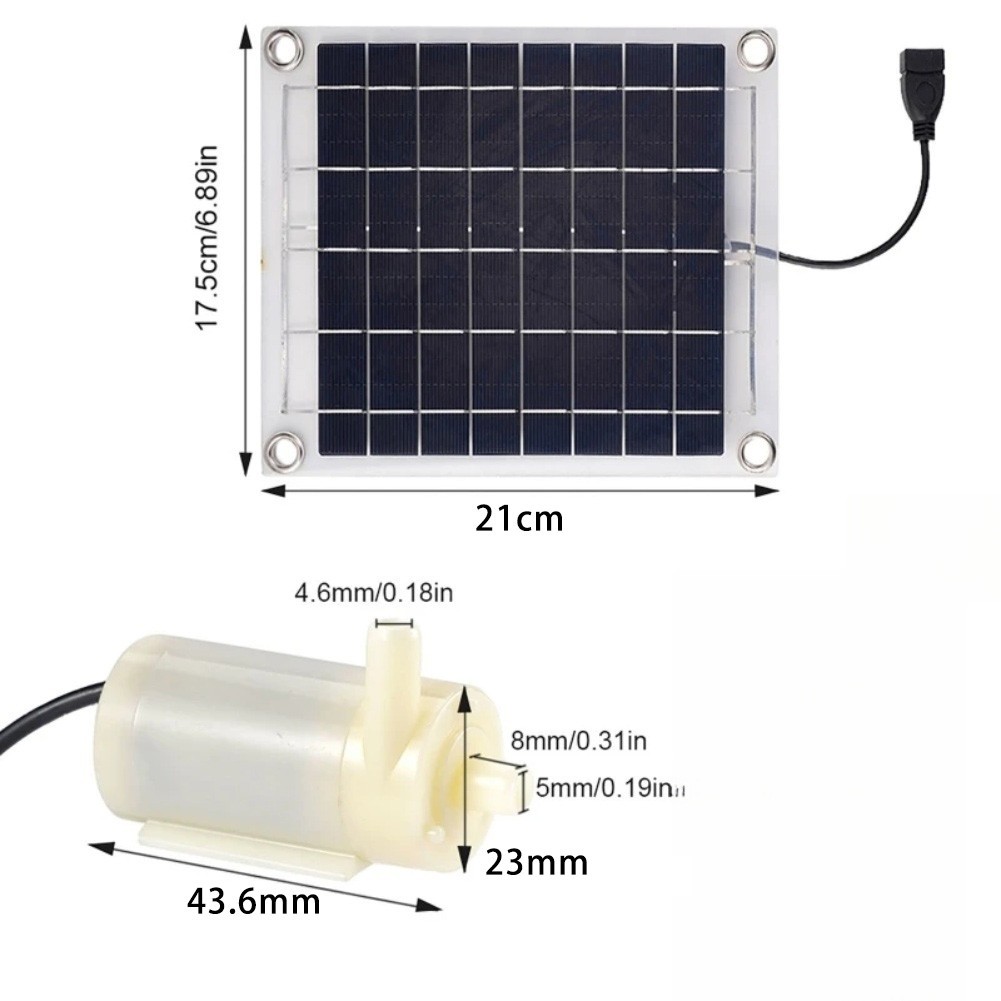 Solar Fountain Water Pump 10W 12V Double Sided Transparent Panel for Bird Bath