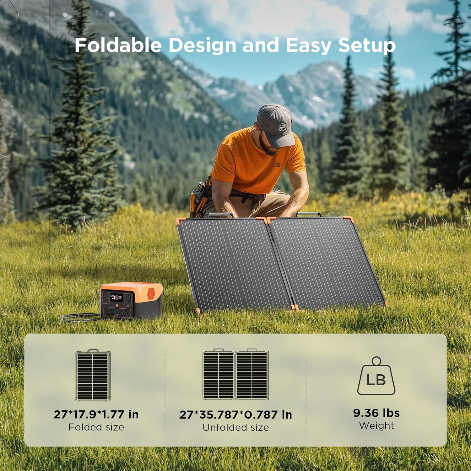 100 Watt Portable Solar Panel with 20A PWM Controller,Camper Essentials,19V Fold