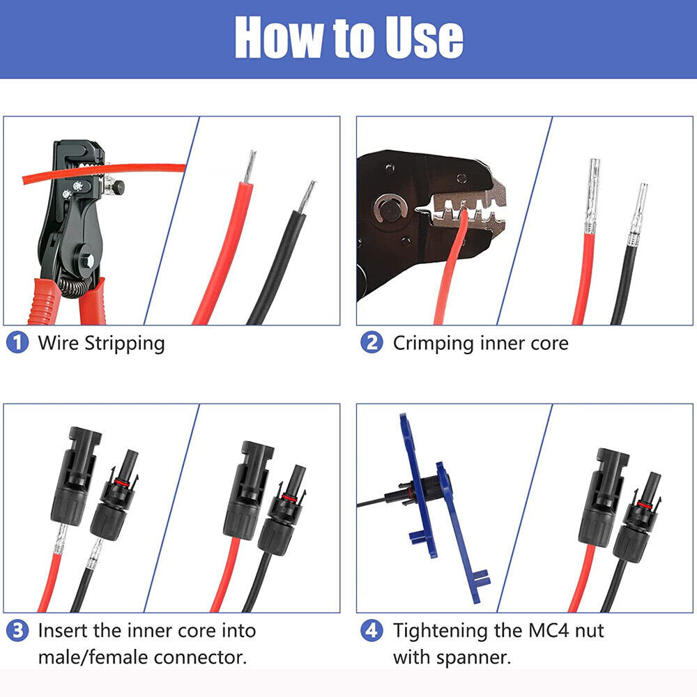 10 Pairs Solar Panel Connectors Male Female Waterproof Wire Cable DIY for Solar