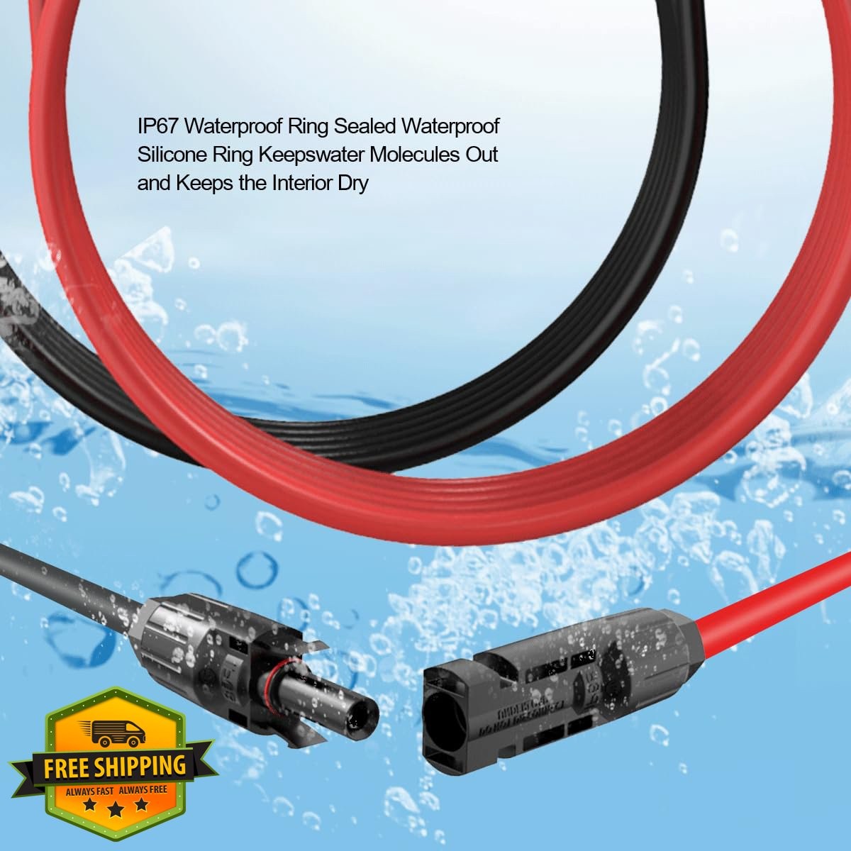 ELFCULB 20FT 12AWG Solar Extension Cable Pair