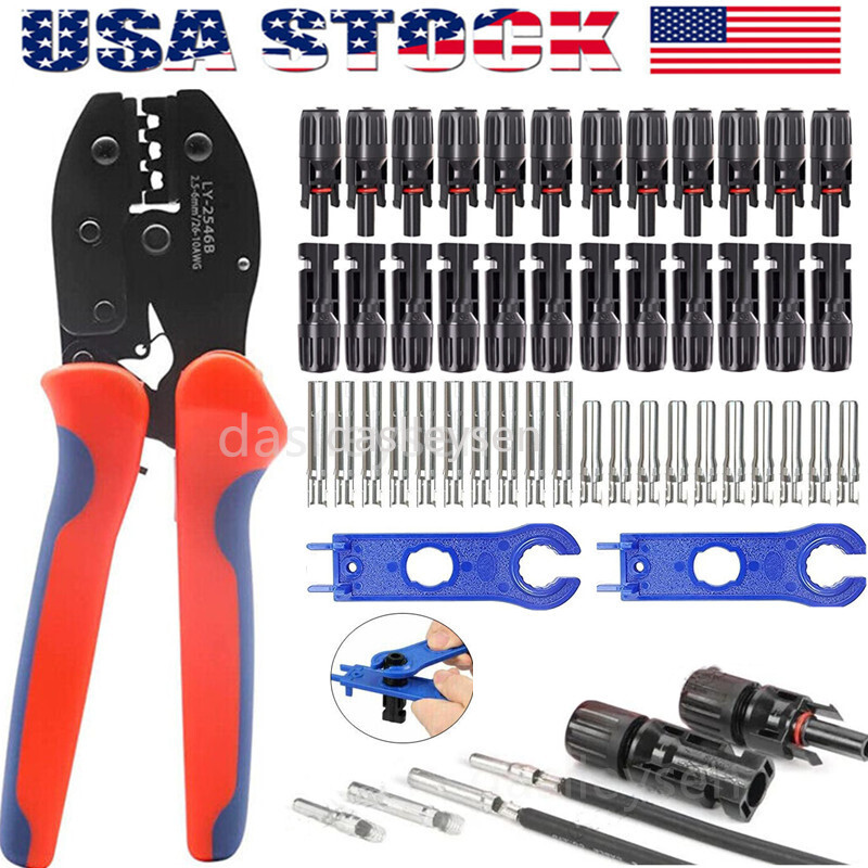 12Pairs M/F Solar Cable Connectors Set for DIY Solar Panel 10AWG Extension Cable