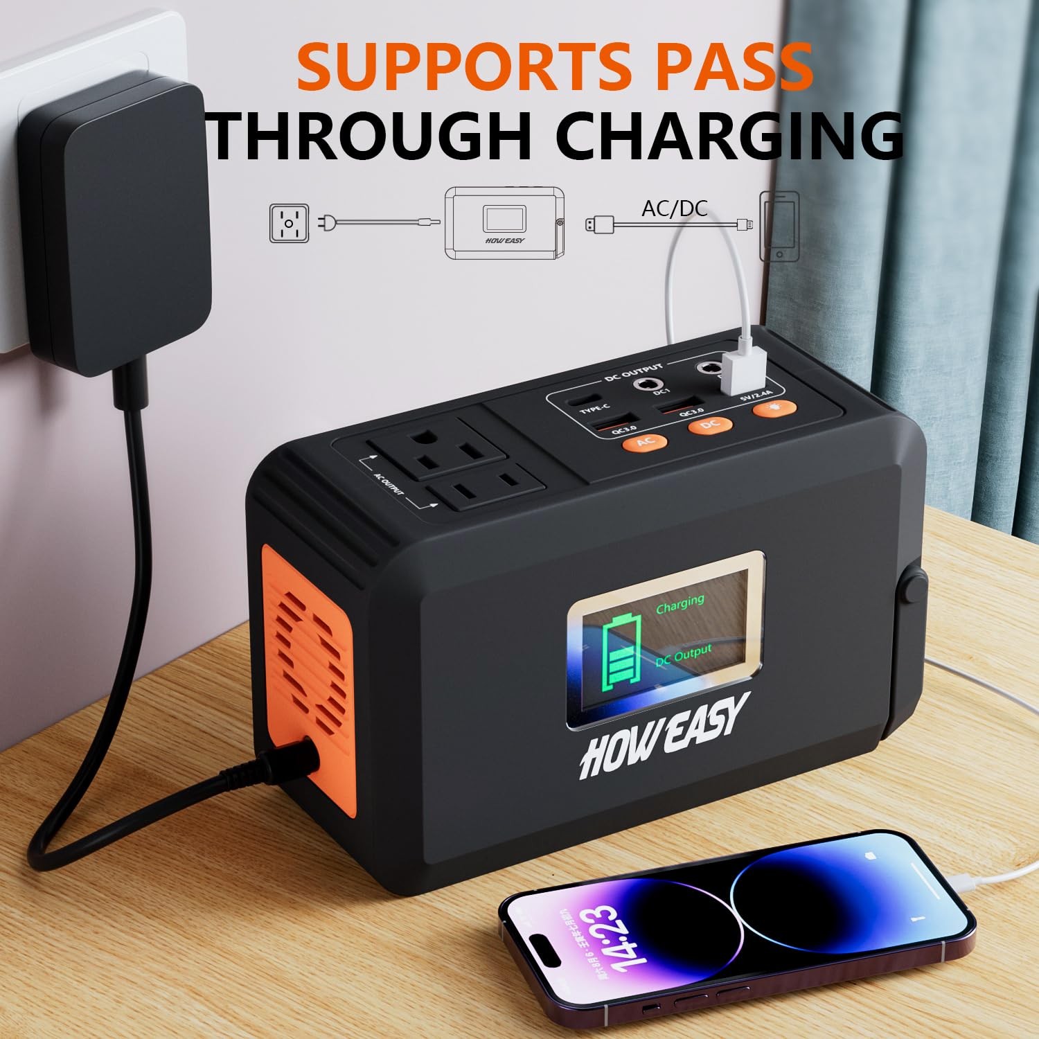 Portable Power Station,120W(240W Peak) Solar Generator,88Wh Lithium Battery P…