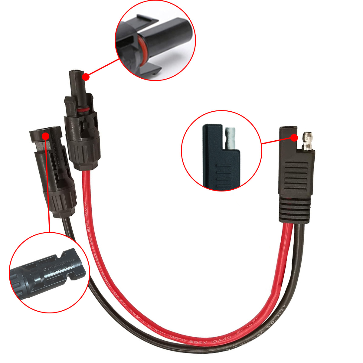 6FT 16 AWG SAE to Solar Panel Adapter, RV Solar Panel Connector Cable(1PC)