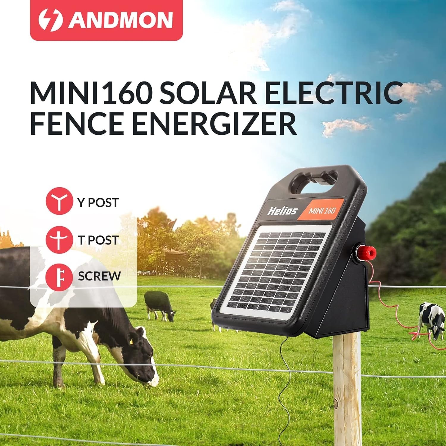 NOB Helios Mini160 Solar Powered Energizer, 10 Mile Solar Electric Fence Charger