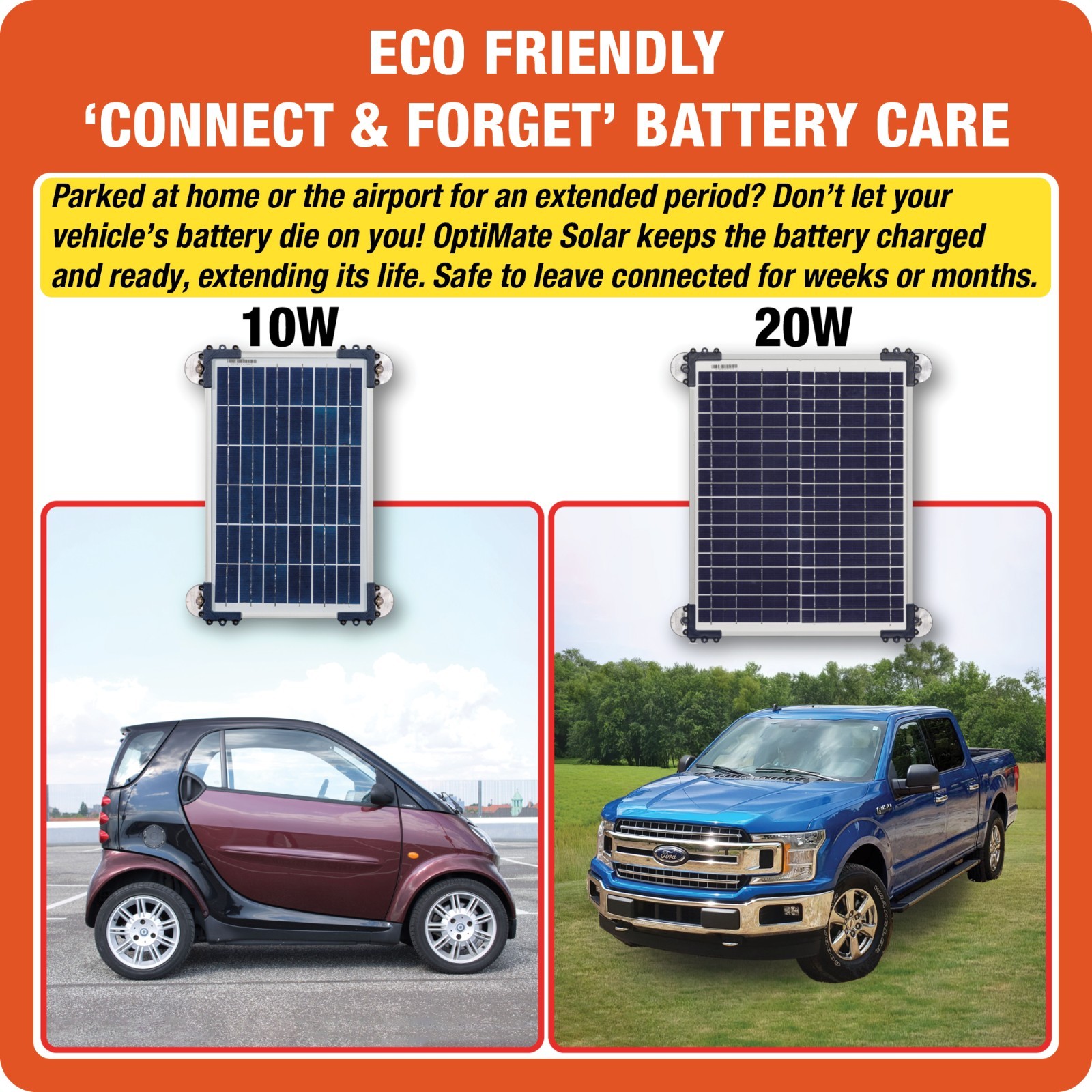 OptiMate Solar DUO 20W Car Kit – Smart 12V Battery Maintainer for Car,Truck & RV