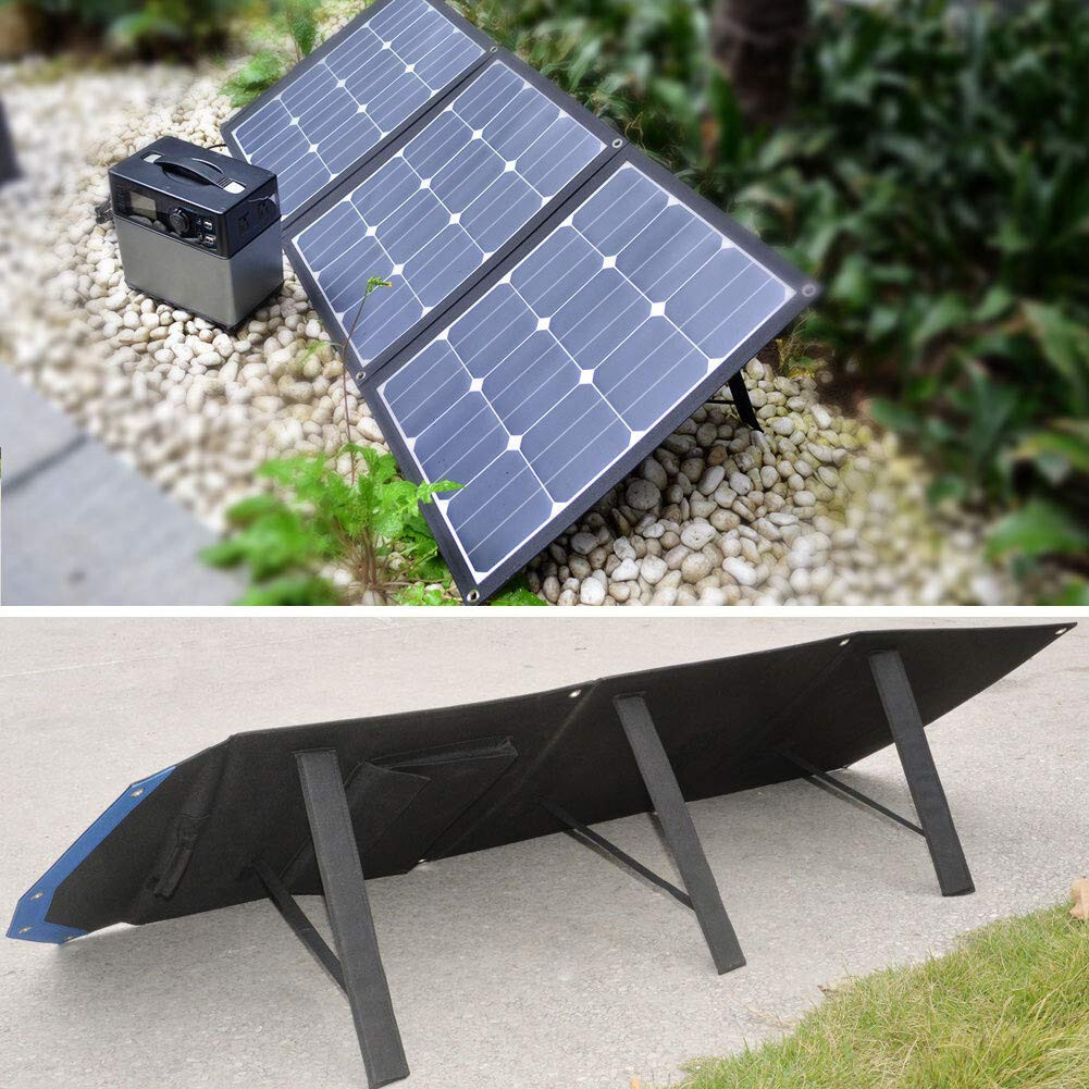 120W Portable Solar Panel Foldable Suitcase With Built in Integrated Output Box