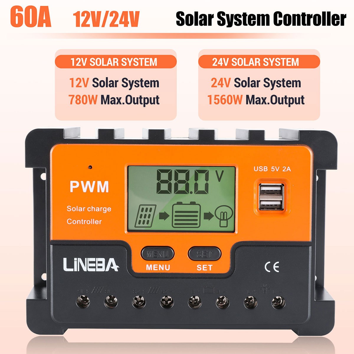 200W Watt 12V Monocrystalline Solar Panel & Controller RV Camping Home Off Grid